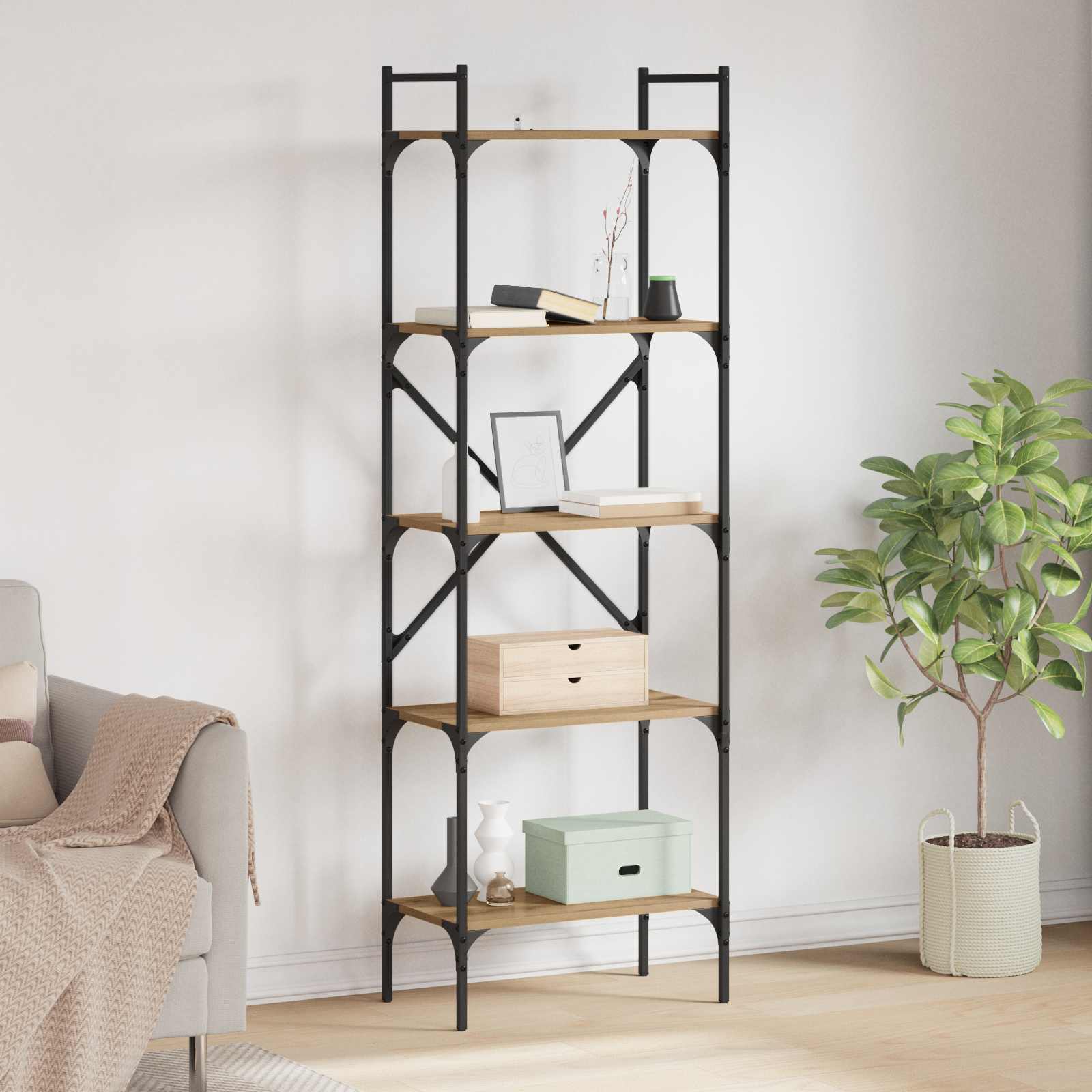 Bücherregal 5 Ebenen 56 x 32 x 174 cm Holzwerkstoff