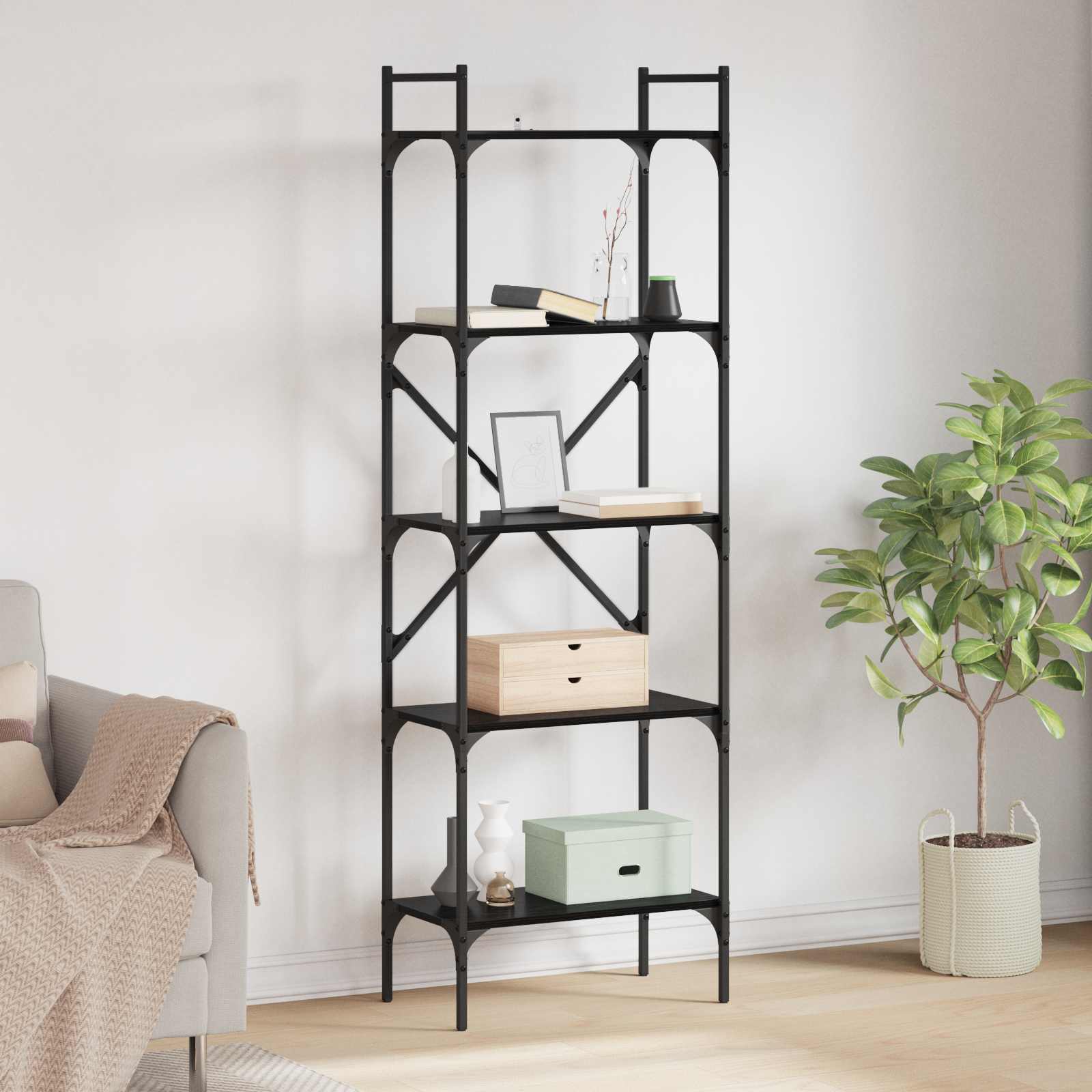 Bücherregal 5 Ebenen 56 x 32 x 174 cm Holzwerkstoff
