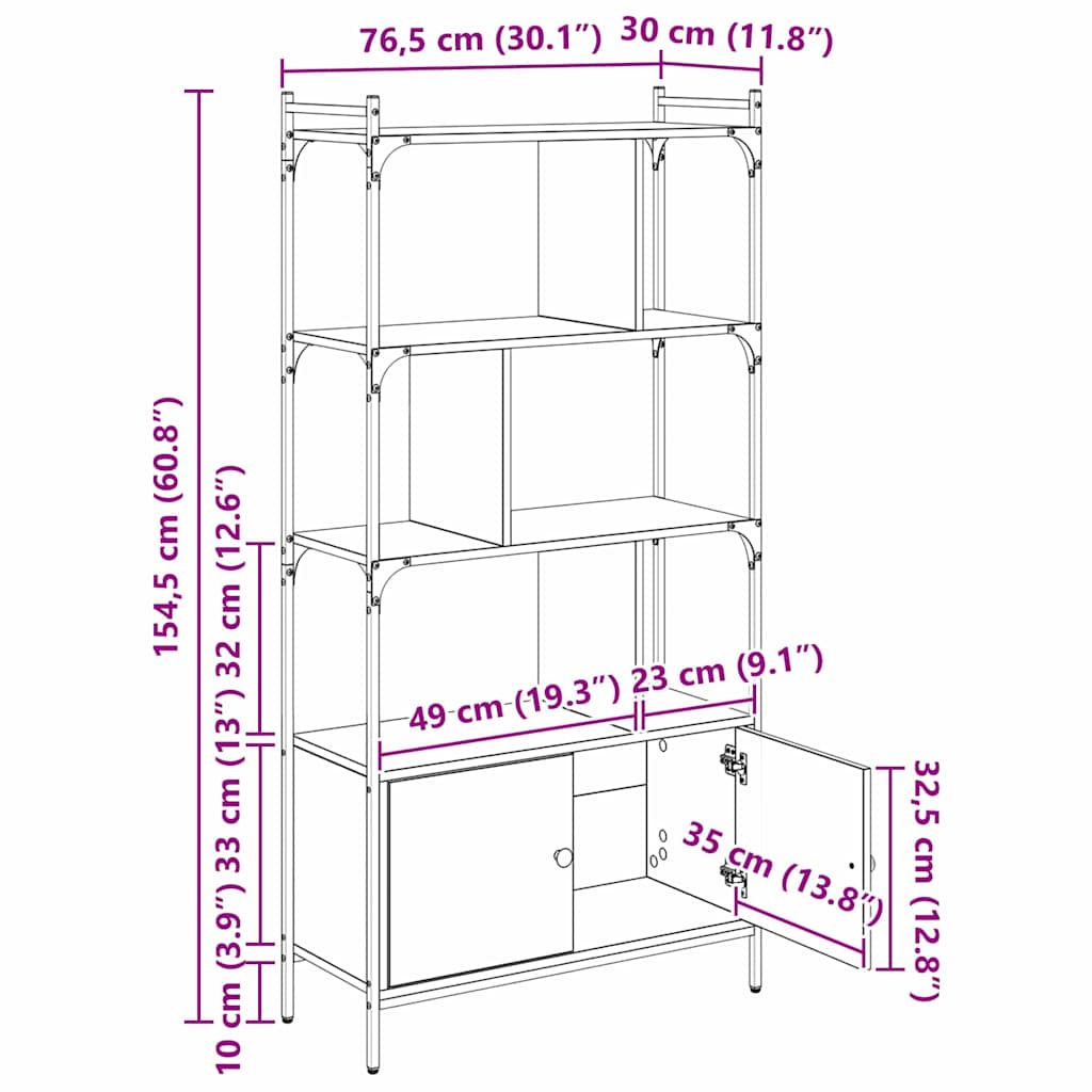 Bücherregal 6 Ebenen 76,5 x 30 x 154,5 cm Holzwerkstoff