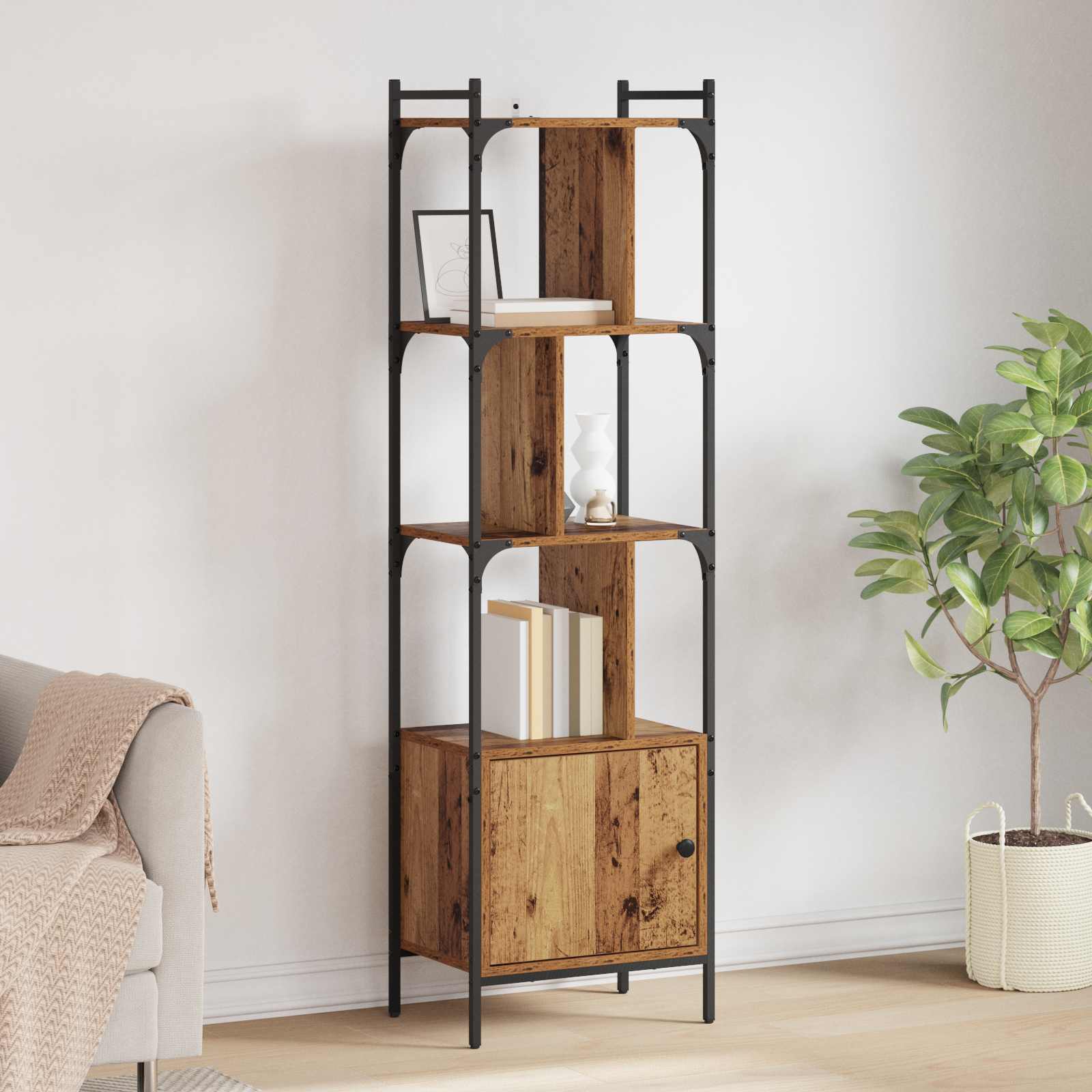 Bücherregal 6 Ebenen 44,5 x 30 x 154,5 cm Holzwerkstoff Altholz