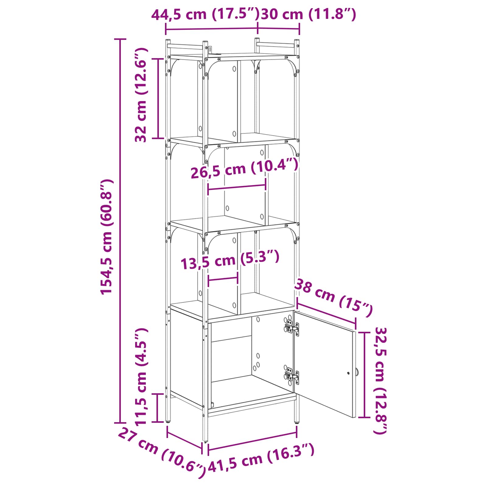 Bücherregal 6 Ebenen 44,5 x 30 x 154,5 cm Holzwerkstoff
