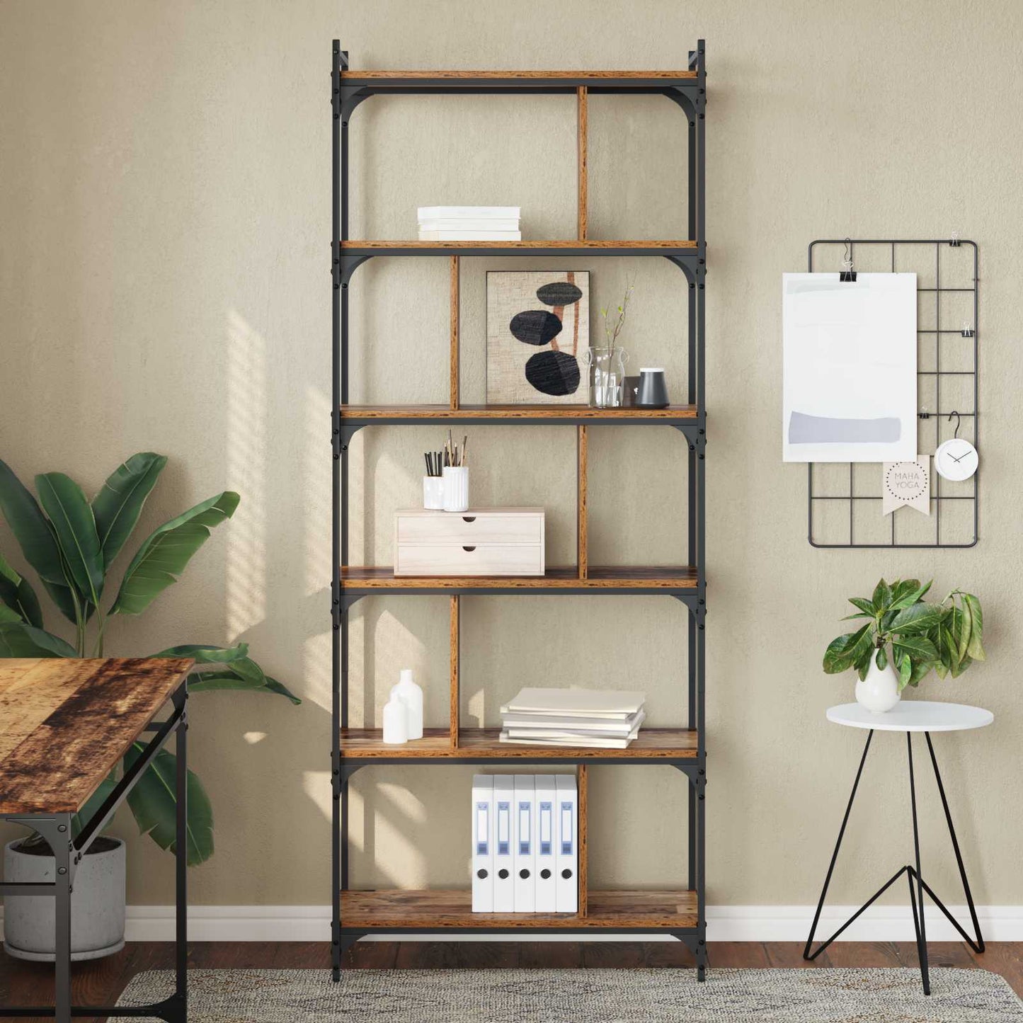 Bücherregal 5 Ebenen 76 x 32 x 192 cm Holzwerkstoff Altholz