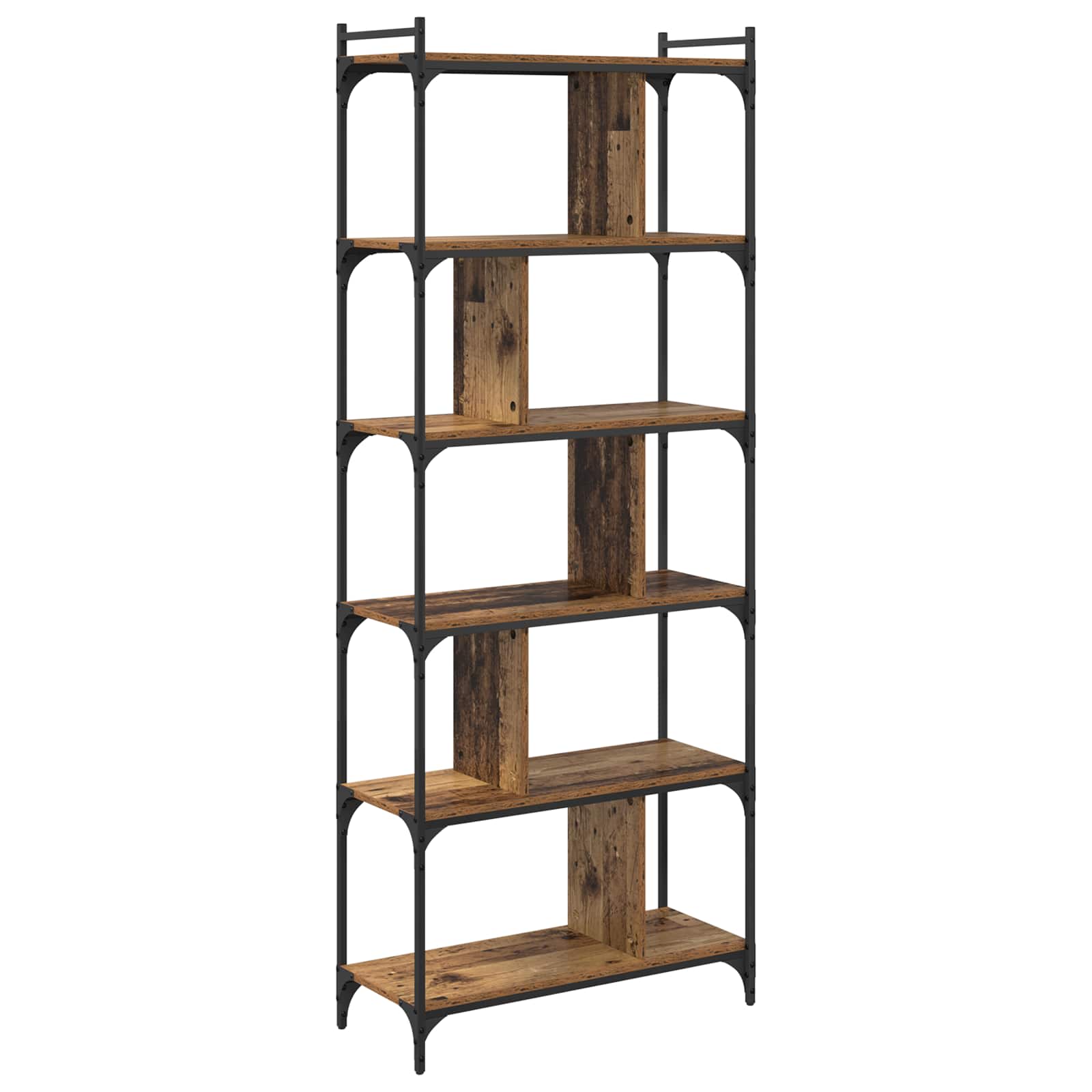Bücherregal 5 Ebenen 76 x 32 x 192 cm Holzwerkstoff Altholz