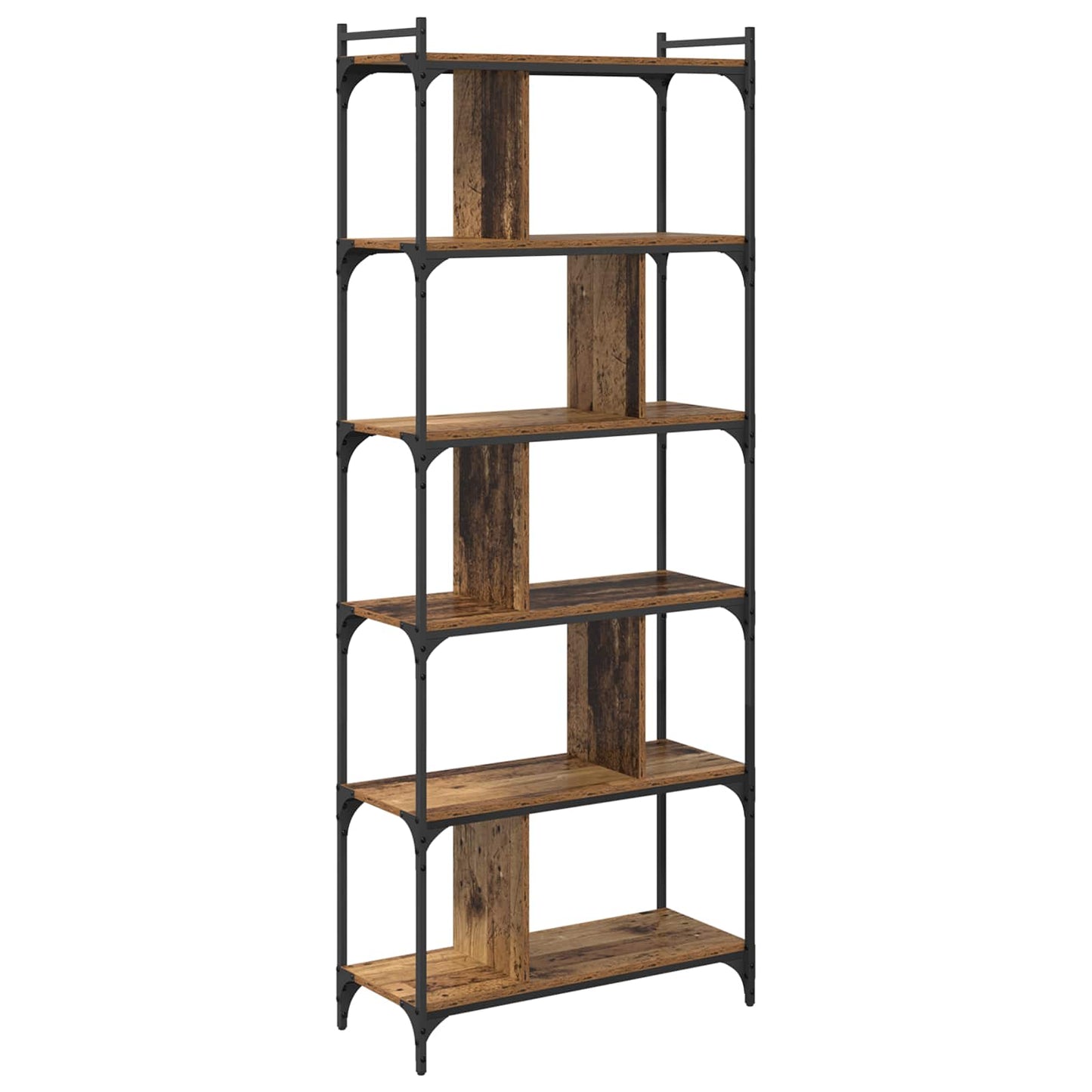 Bücherregal 5 Ebenen 76 x 32 x 192 cm Holzwerkstoff Altholz
