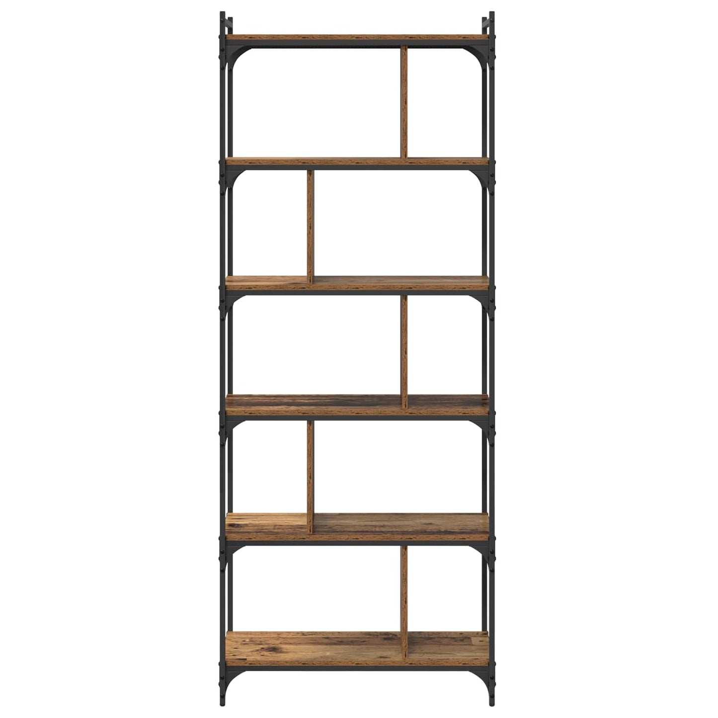 Bücherregal 5 Ebenen 76 x 32 x 192 cm Holzwerkstoff Altholz