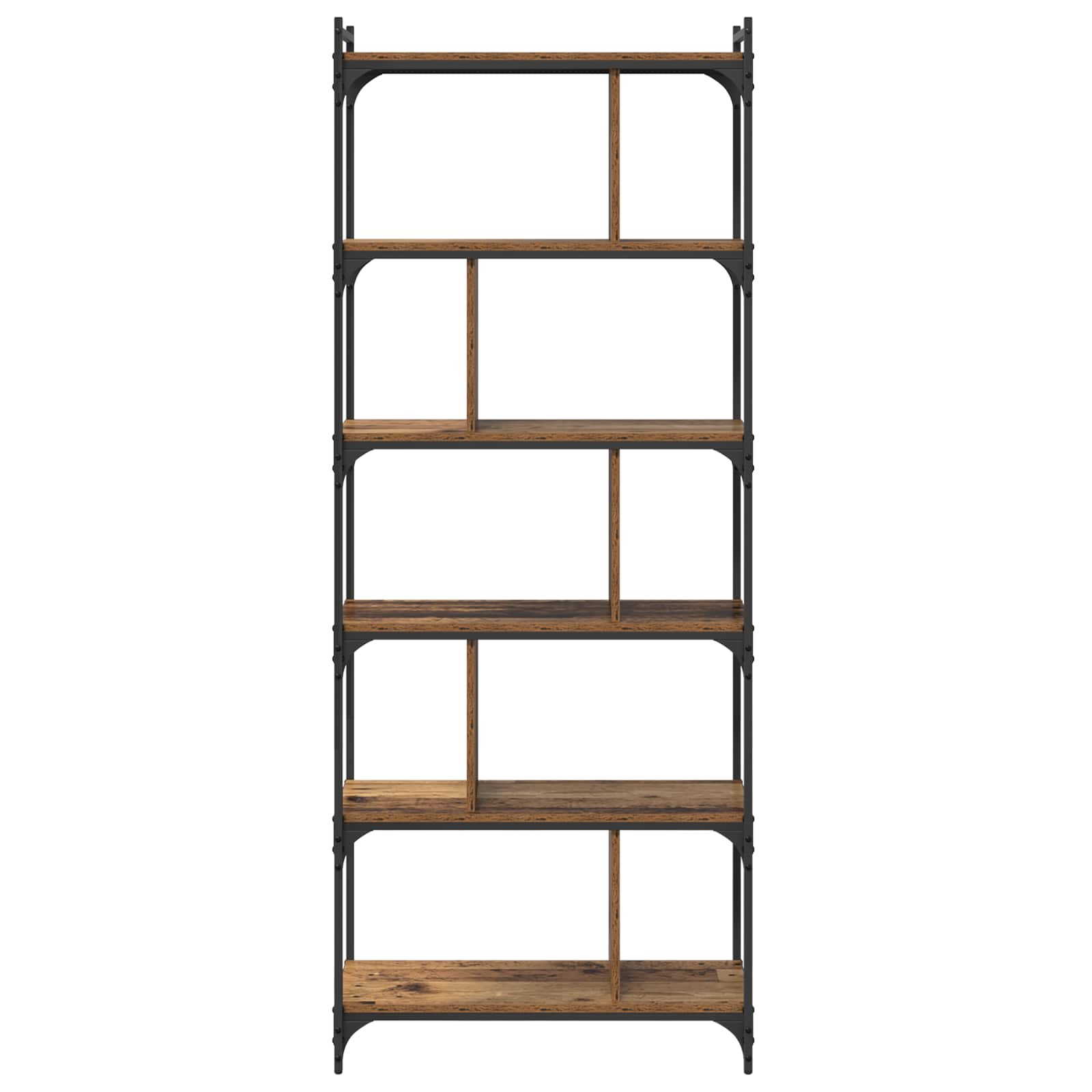 Bücherregal 5 Ebenen 76 x 32 x 192 cm Holzwerkstoff Altholz