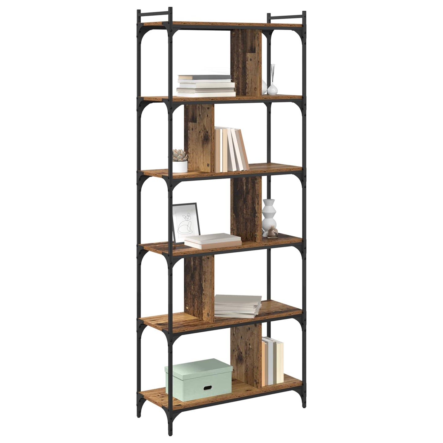 Bücherregal 5 Ebenen 76 x 32 x 192 cm Holzwerkstoff Altholz