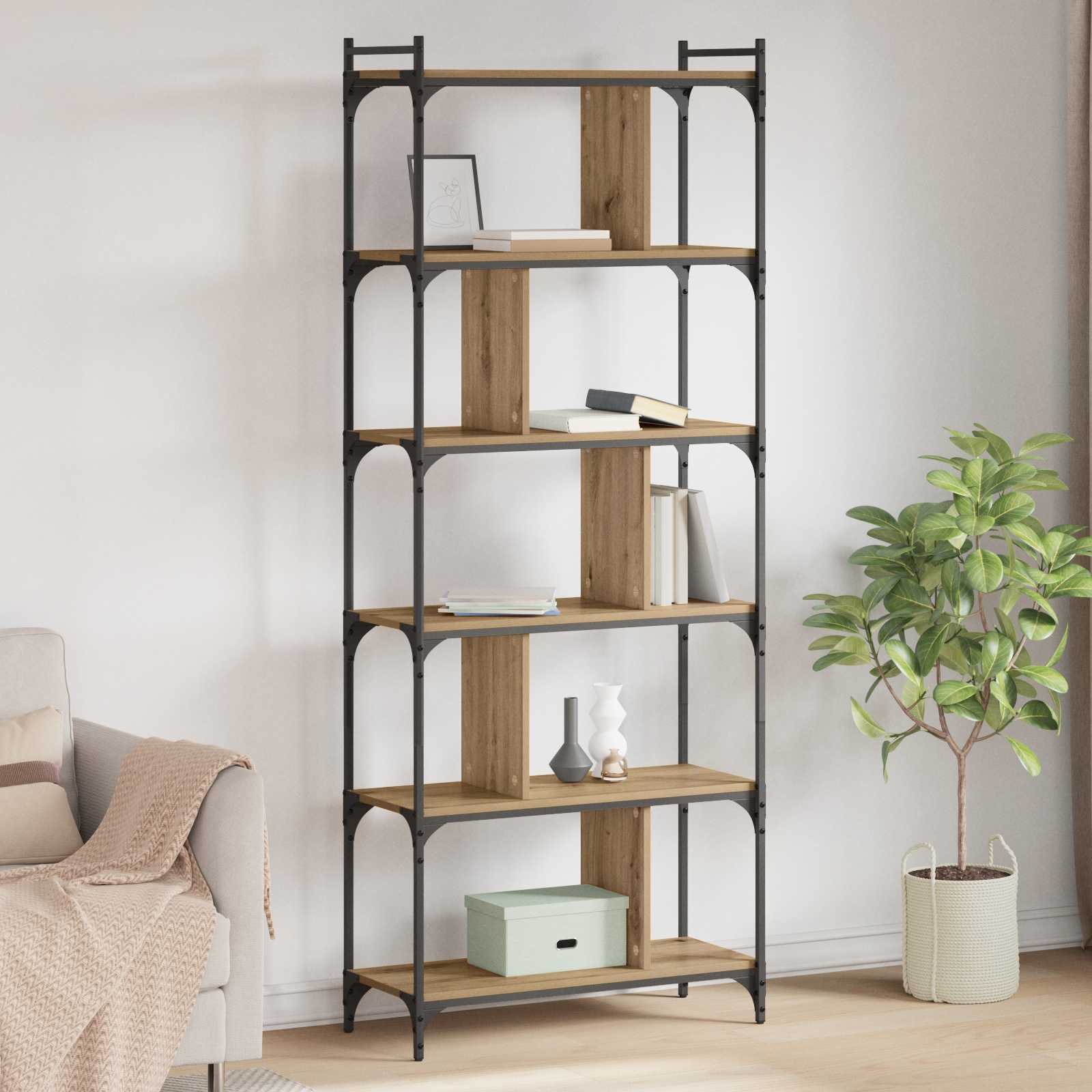 Bücherregal 5 Ebenen 76 x 32 x 192 cm Holzwerkstoff