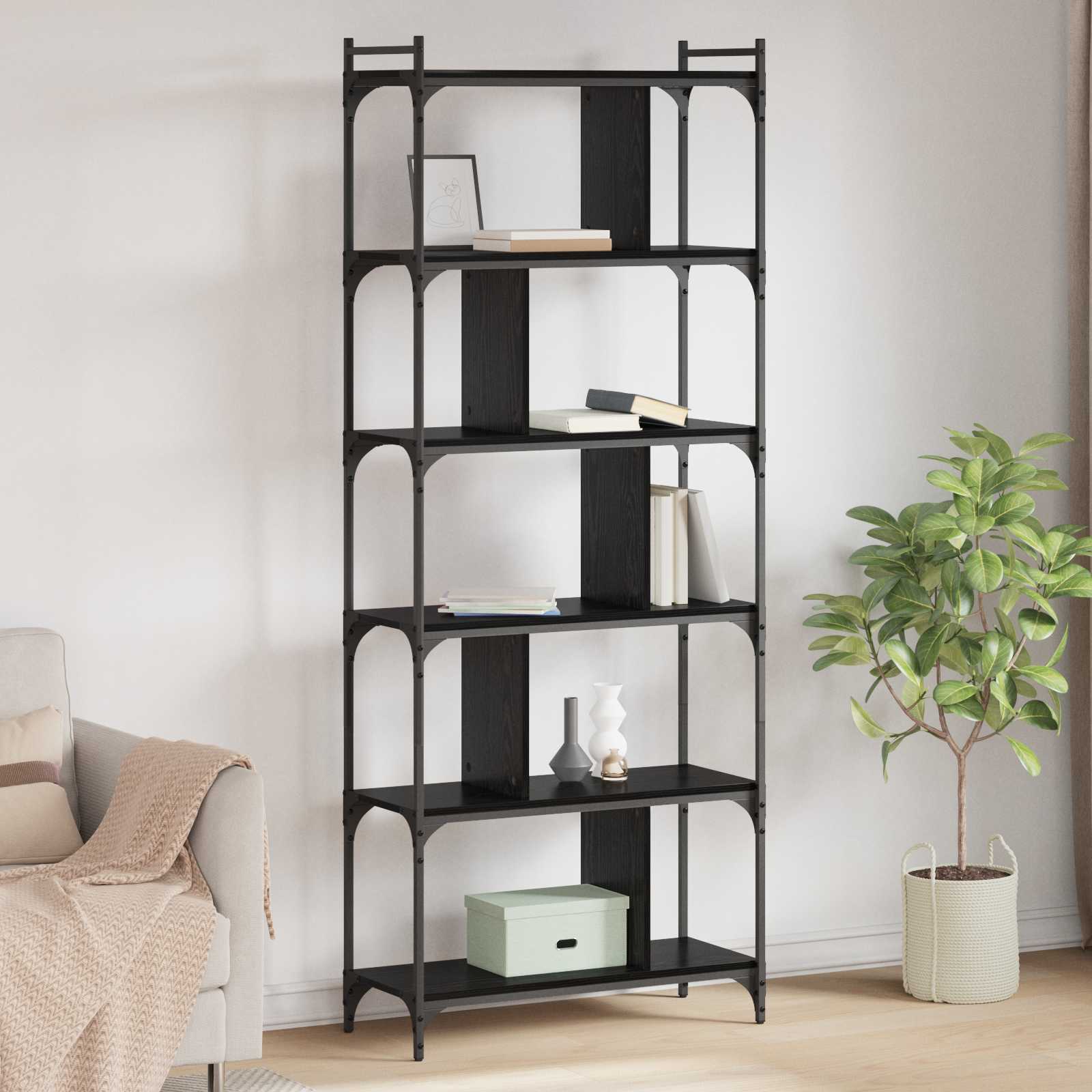 Bücherregal 5 Ebenen 76 x 32 x 192 cm Holzwerkstoff
