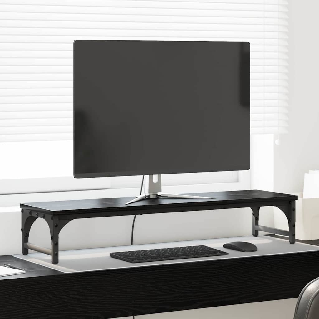 Monitor Halterung Schwarz Eichen-Optik 85 x 23 x 15,5 cm