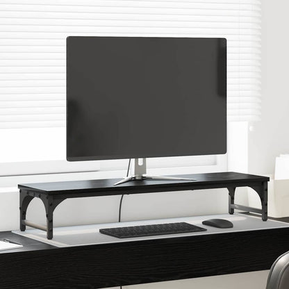 Monitor Halterung Schwarz Eichen-Optik 85 x 23 x 15,5 cm