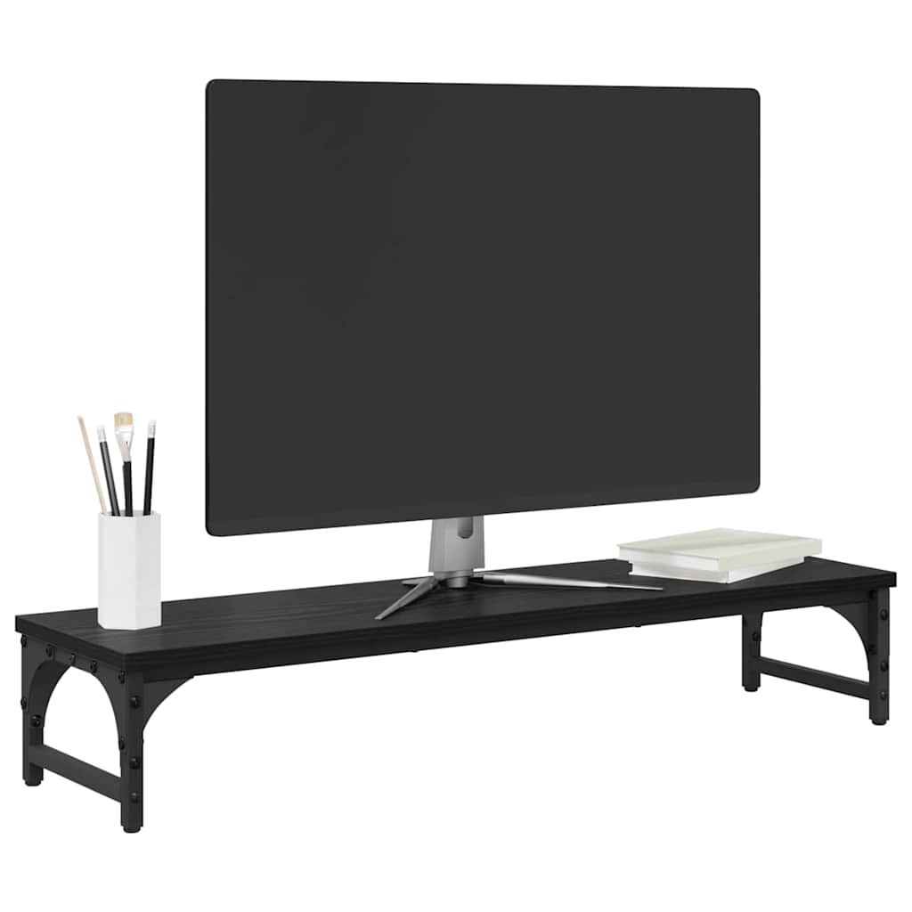 Monitor Halterung Schwarz Eichen-Optik 85 x 23 x 15,5 cm