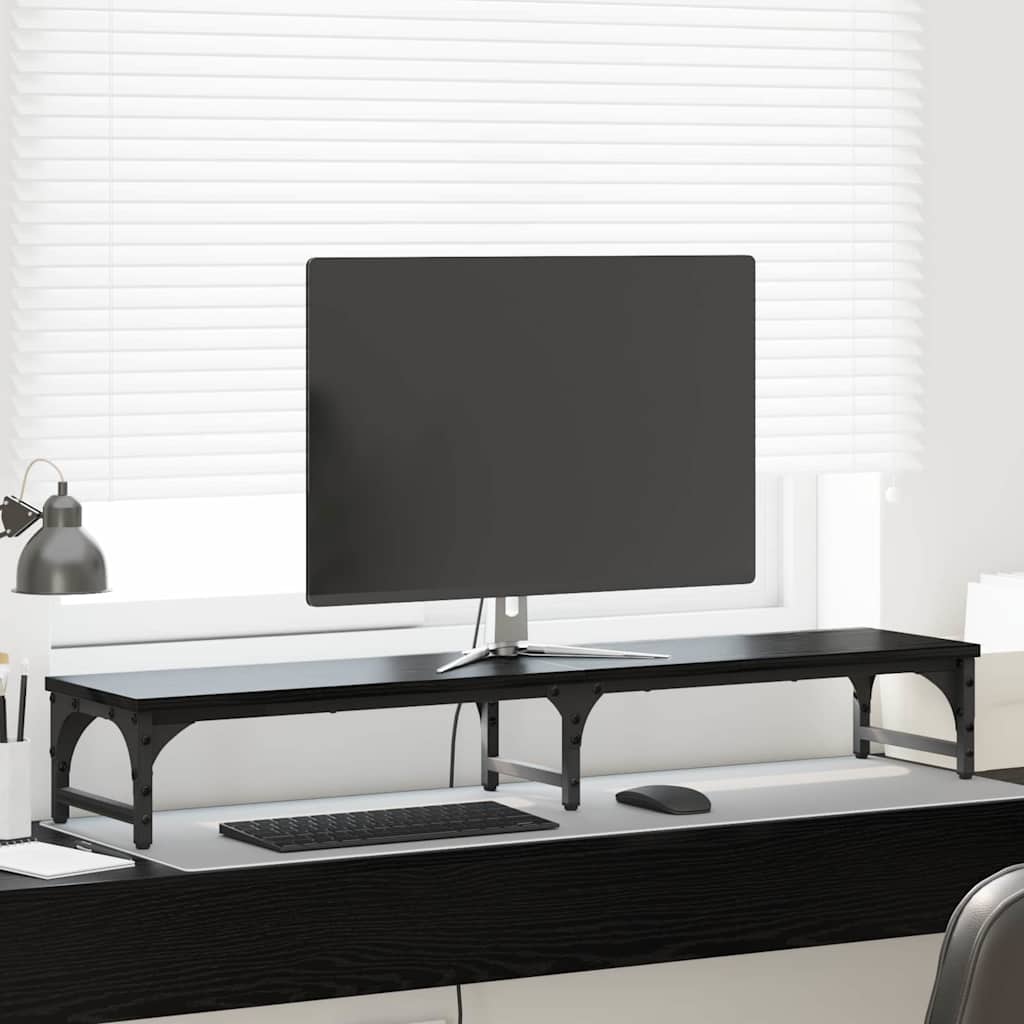 Monitor Halterung Schwarz Eichen-Optik 105 x 23 x 15,5 cm
