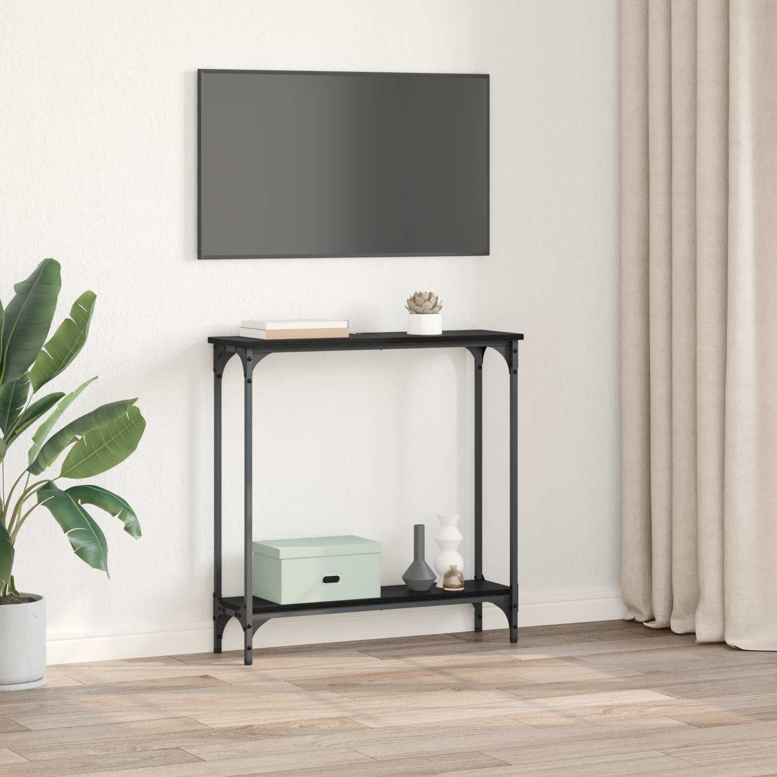 Konsolentisch Schwarz Eichen-Optik 75 x 22,5 x 75 cm