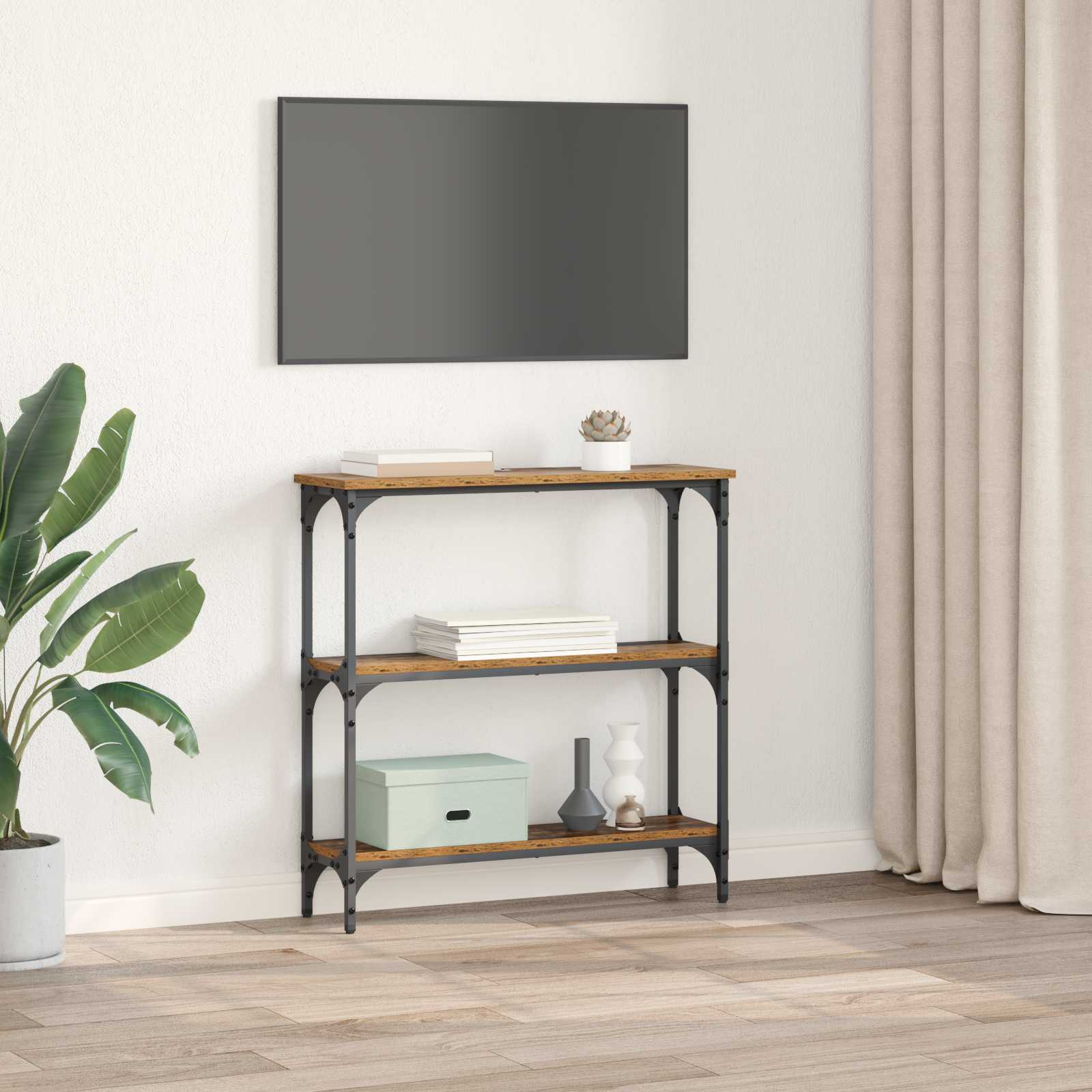 Konsolentisch Altholz 75 x 22,5 x 75 cm Holzwerkstoff