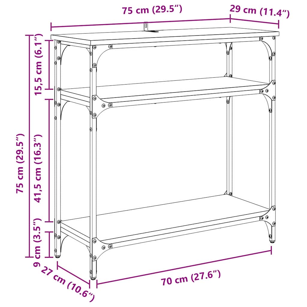 Konsolentisch Altholz 75 x 29 x 75 cm Holzwerkstoff
