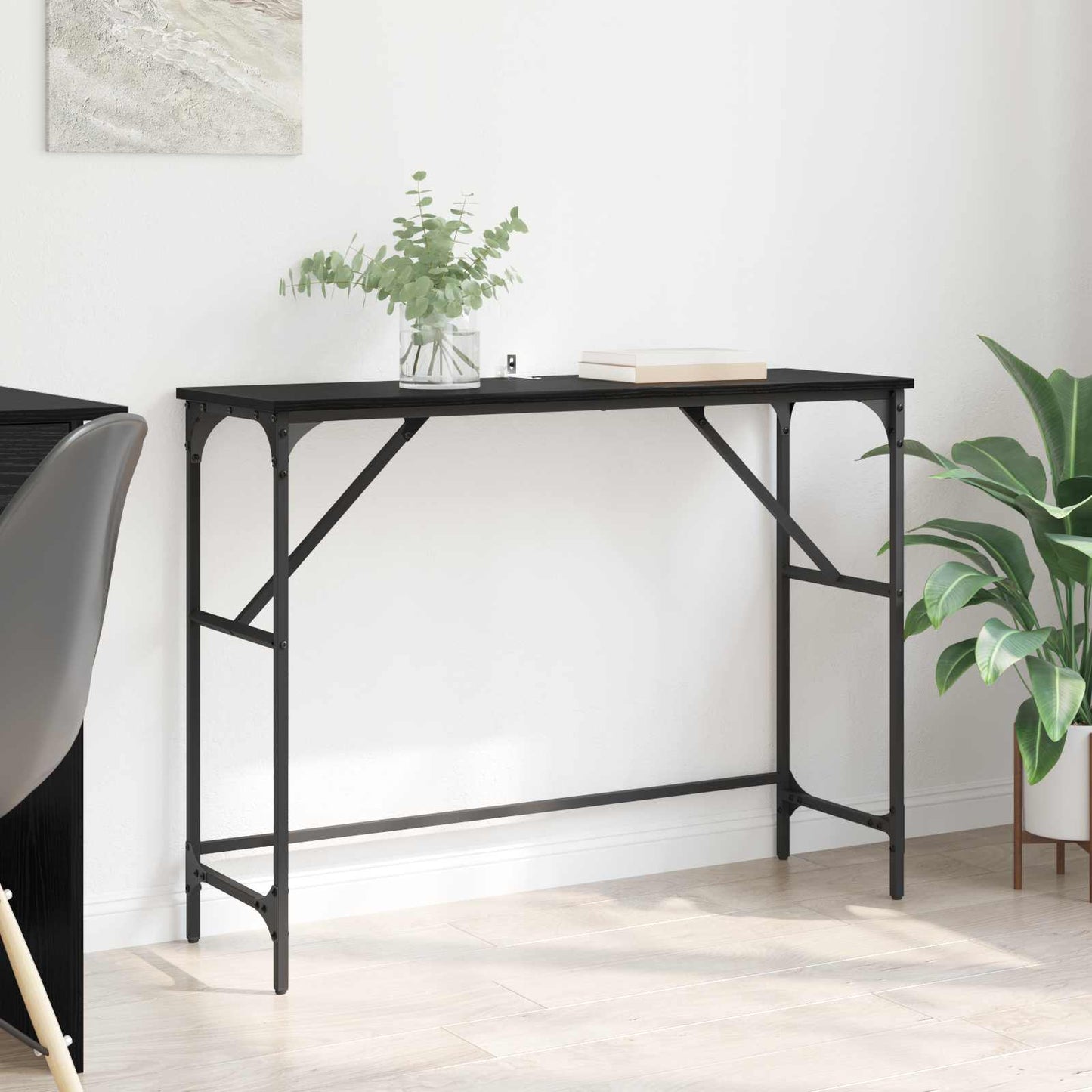 Konsolentisch Schwarz Eichen-Optik 100 x 32 x 75 cm