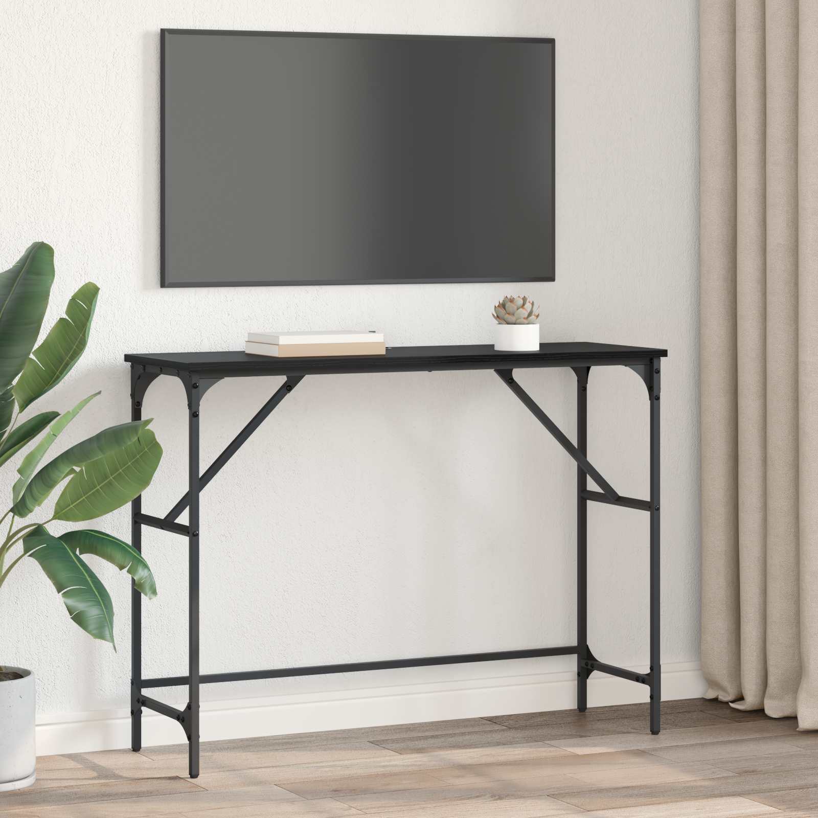 Konsolentisch Schwarz Eichen-Optik 100 x 32 x 75 cm
