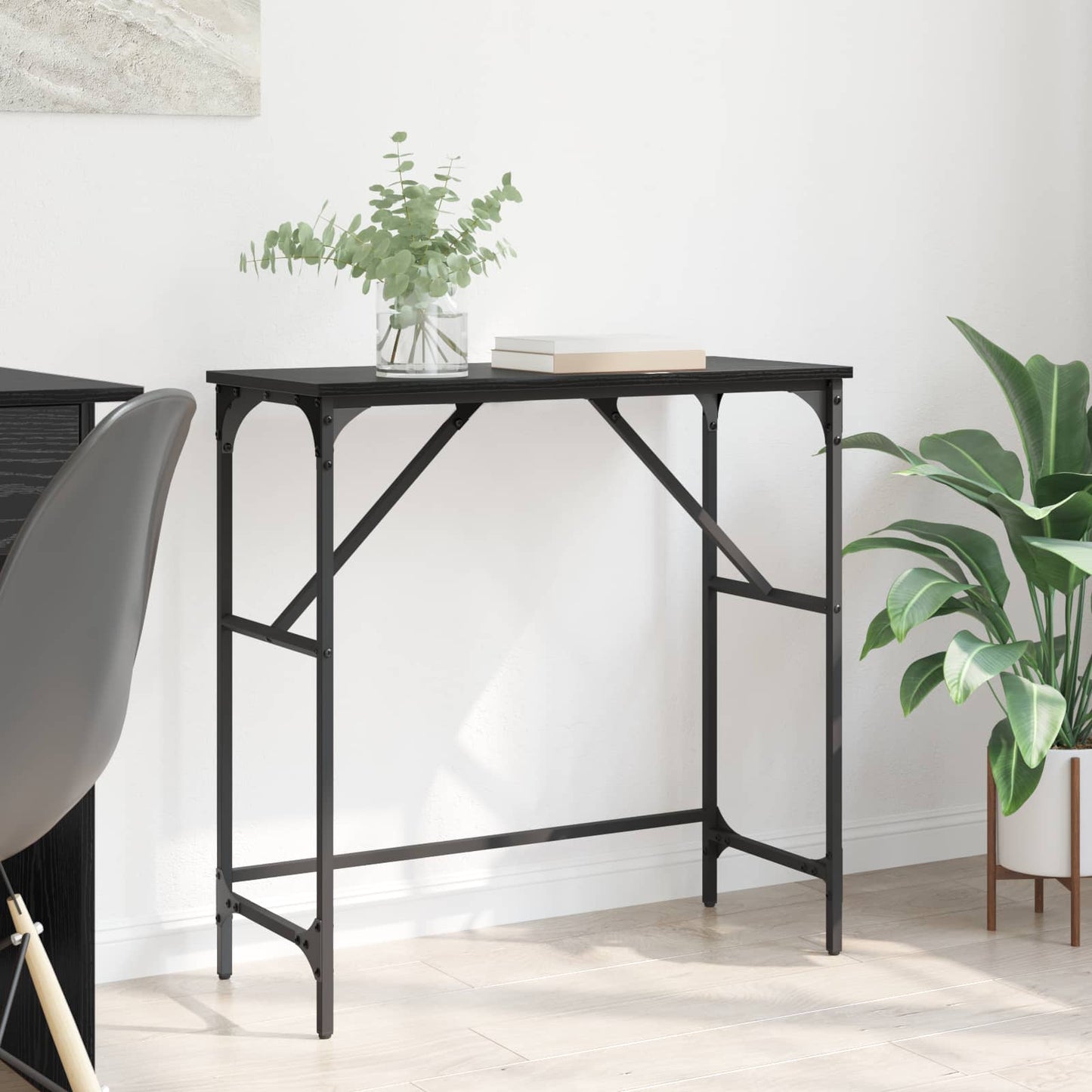 Konsolentisch Schwarz Eichen-Optik 75 x 32 x 75 cm