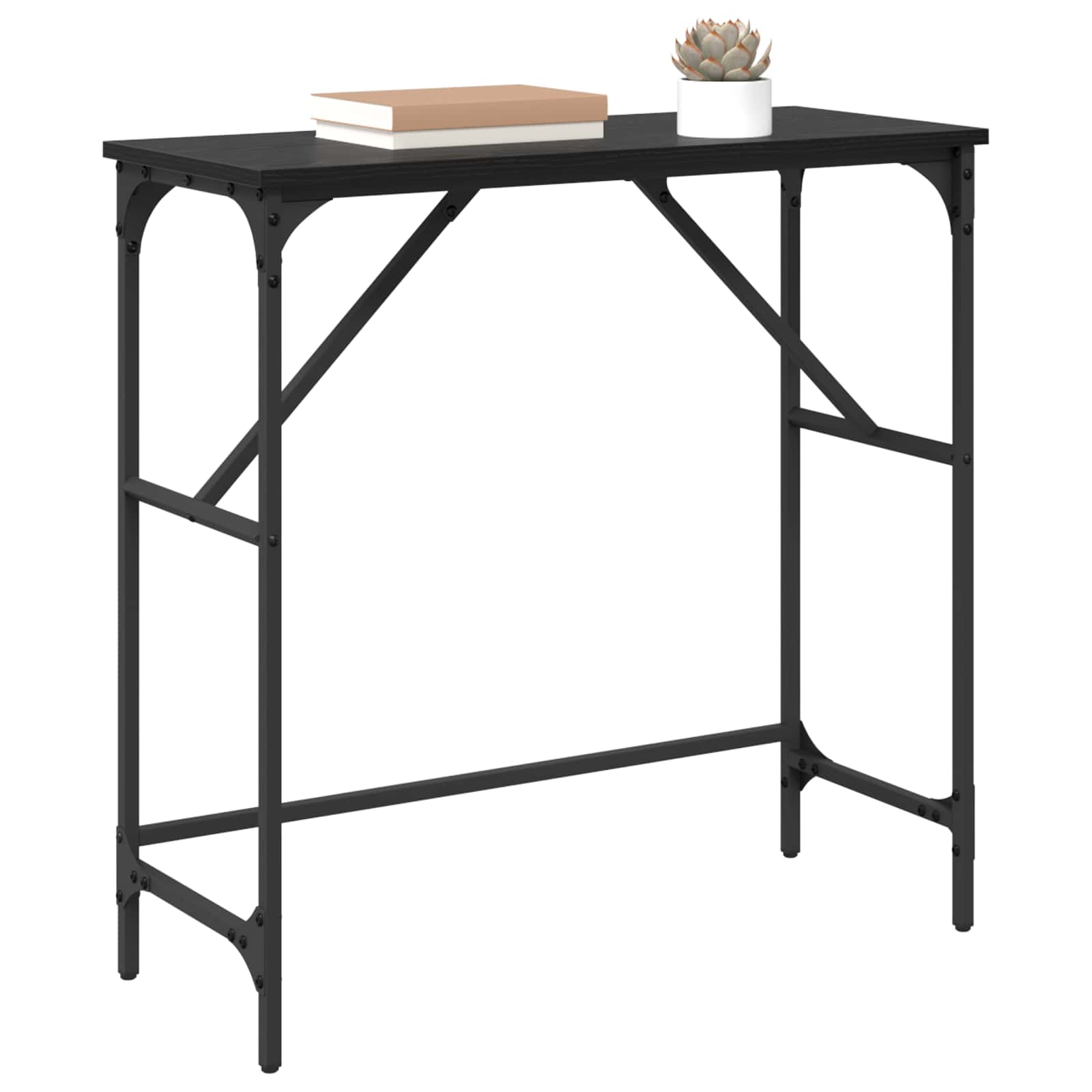 Konsolentisch Schwarz Eichen-Optik 75 x 32 x 75 cm