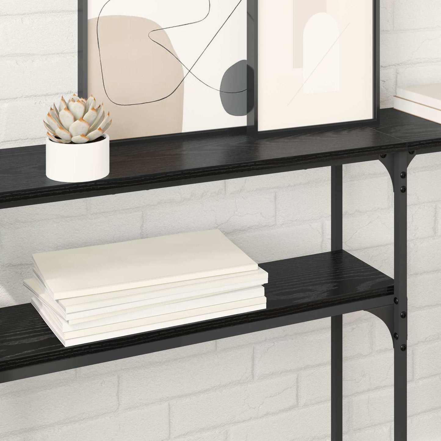 Konsolentisch Schwarz Eichen-Optik 146 x 22.5 x 75 cm