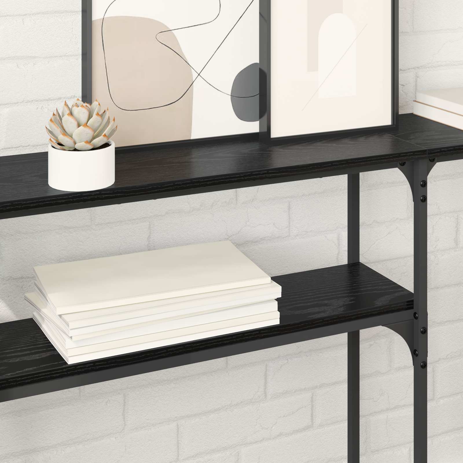 Konsolentisch Schwarz Eichen-Optik 146 x 22.5 x 75 cm