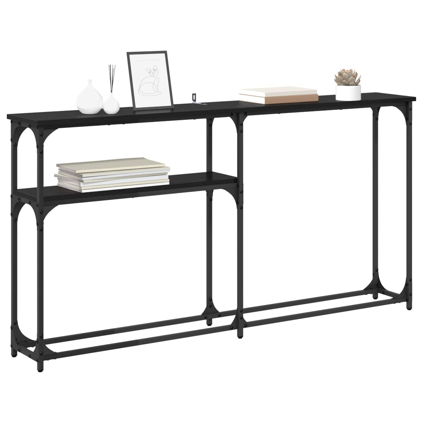 Konsolentisch Schwarz Eichen-Optik 146 x 22.5 x 75 cm