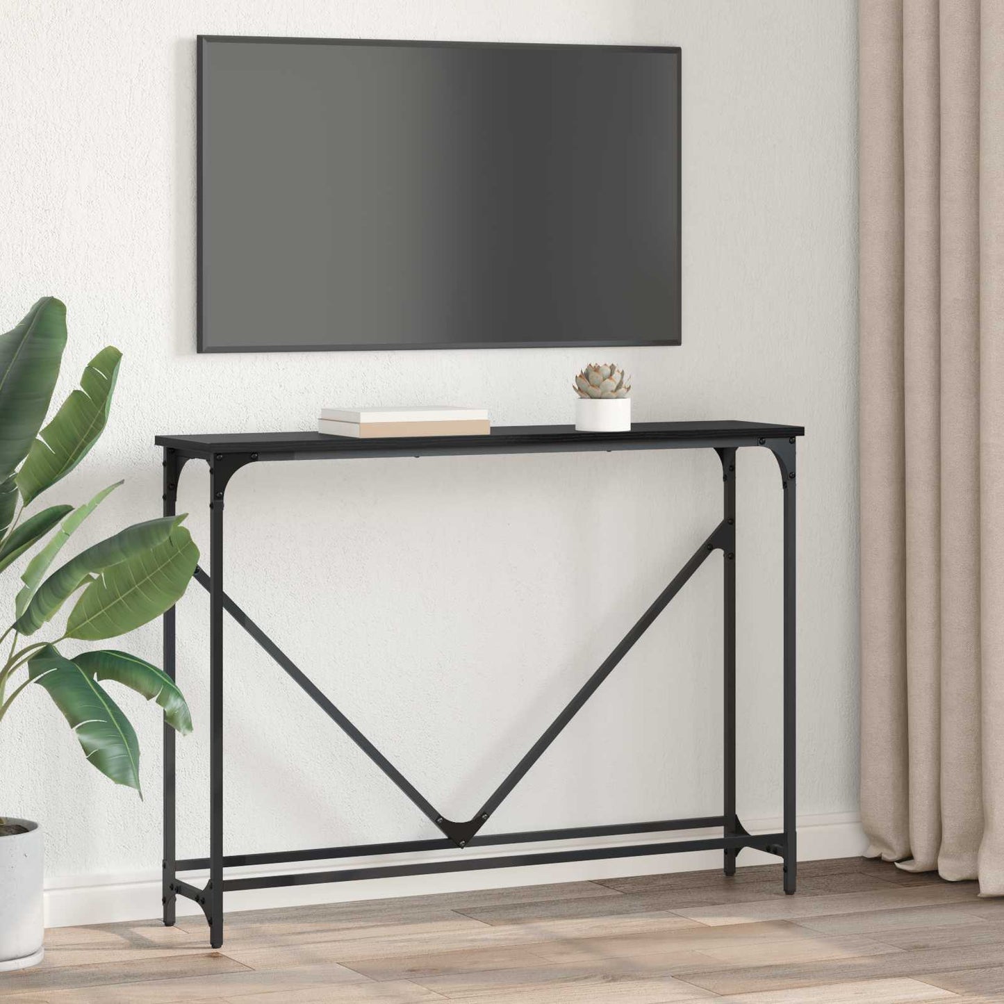 Konsolentisch Schwarz Eichen-Optik 102 x 23 x 75 cm