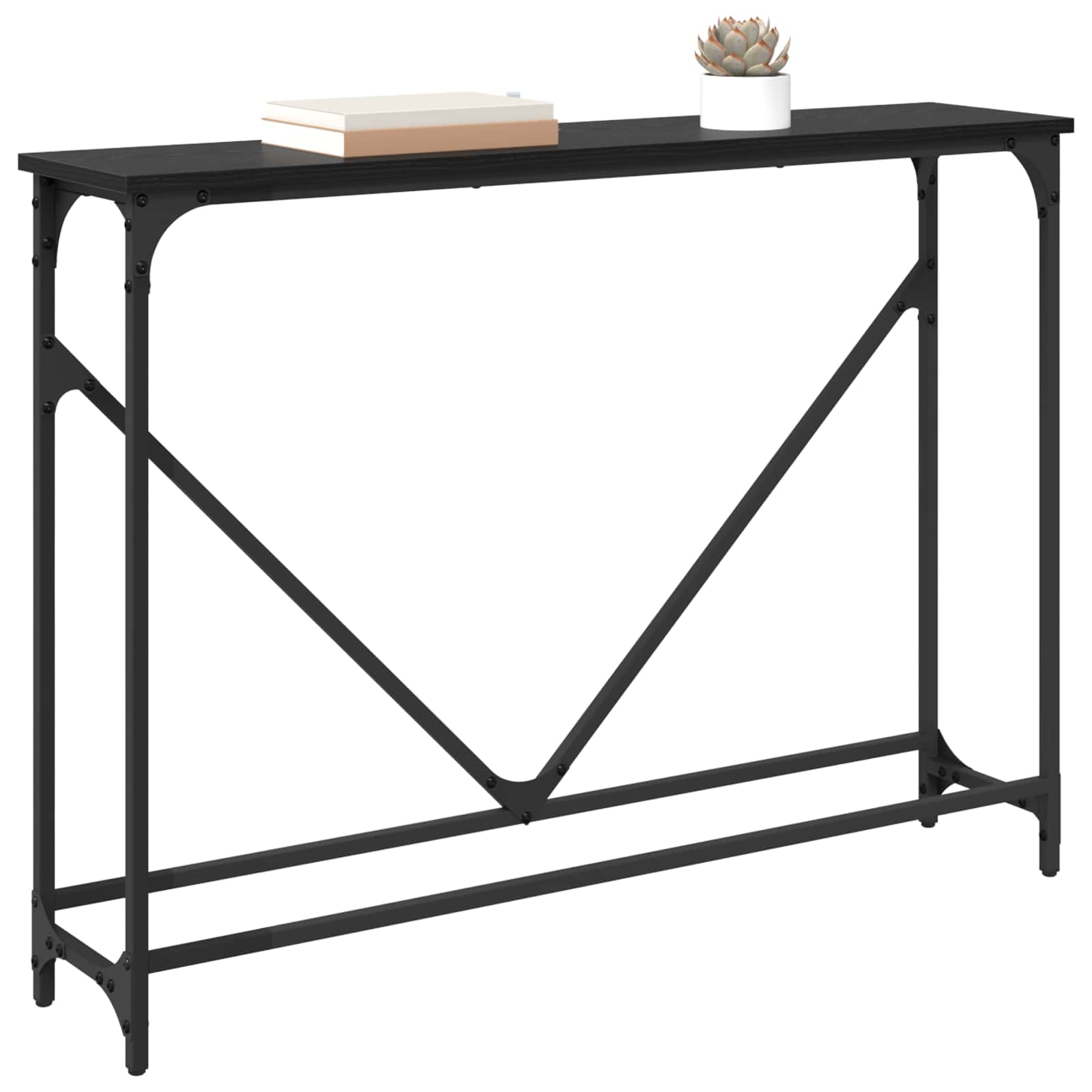 Konsolentisch Schwarz Eichen-Optik 102 x 23 x 75 cm