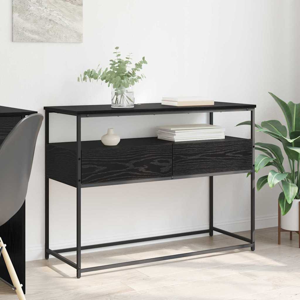 Konsolentisch Schwarz Eichen-Optik 100 x 40 x 75 cm