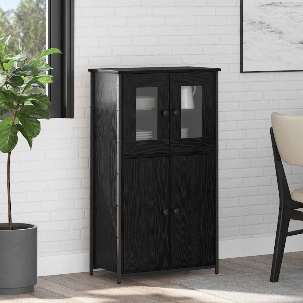 Highboard Schwarz Eichen-Optik 62 x 32 x 106,5 cm Holzwerkstoff