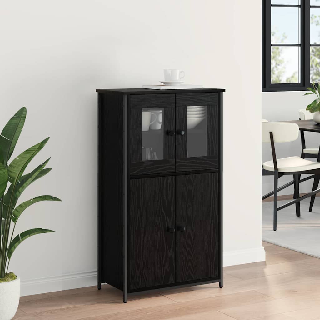 Highboard Schwarz Eichen-Optik 62 x 32 x 106,5 cm Holzwerkstoff