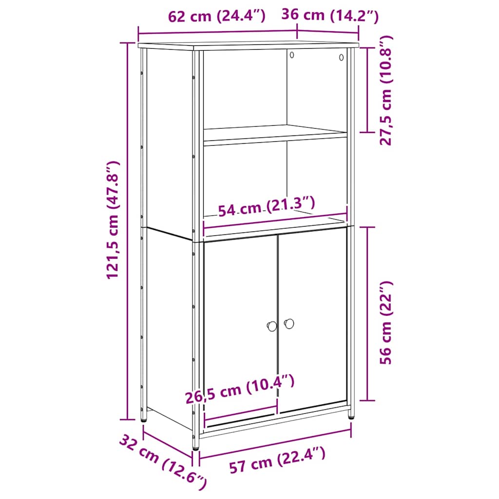 Highboard Altholz 62 x 36 x 121,5 cm Holzwerkstoff
