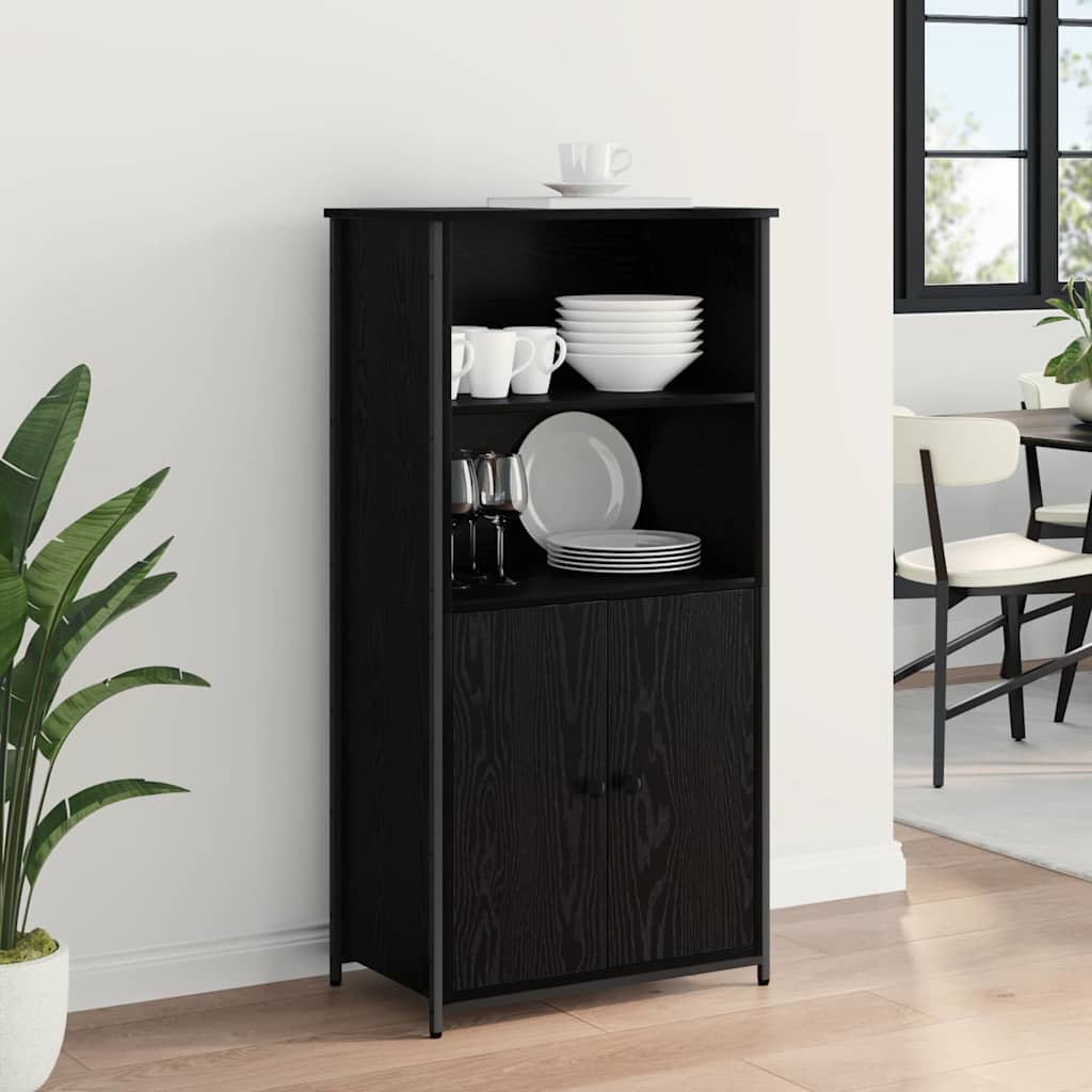 Highboard Schwarz Eichen-Optik 62 x 36 x 121,5 cm Holzwerkstoff