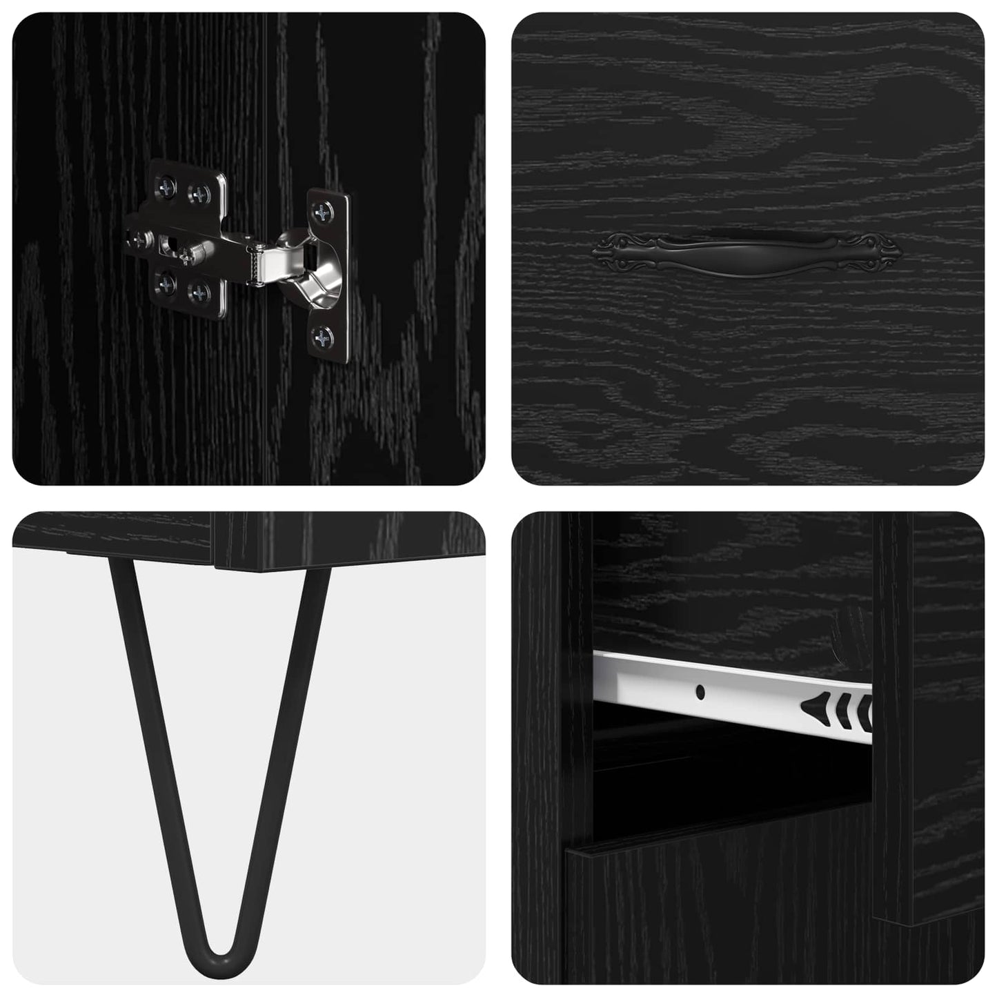 Sideboard Schwarz Eichen-Optik 69,5 x 34 x 90 cm Holzwerkstoff