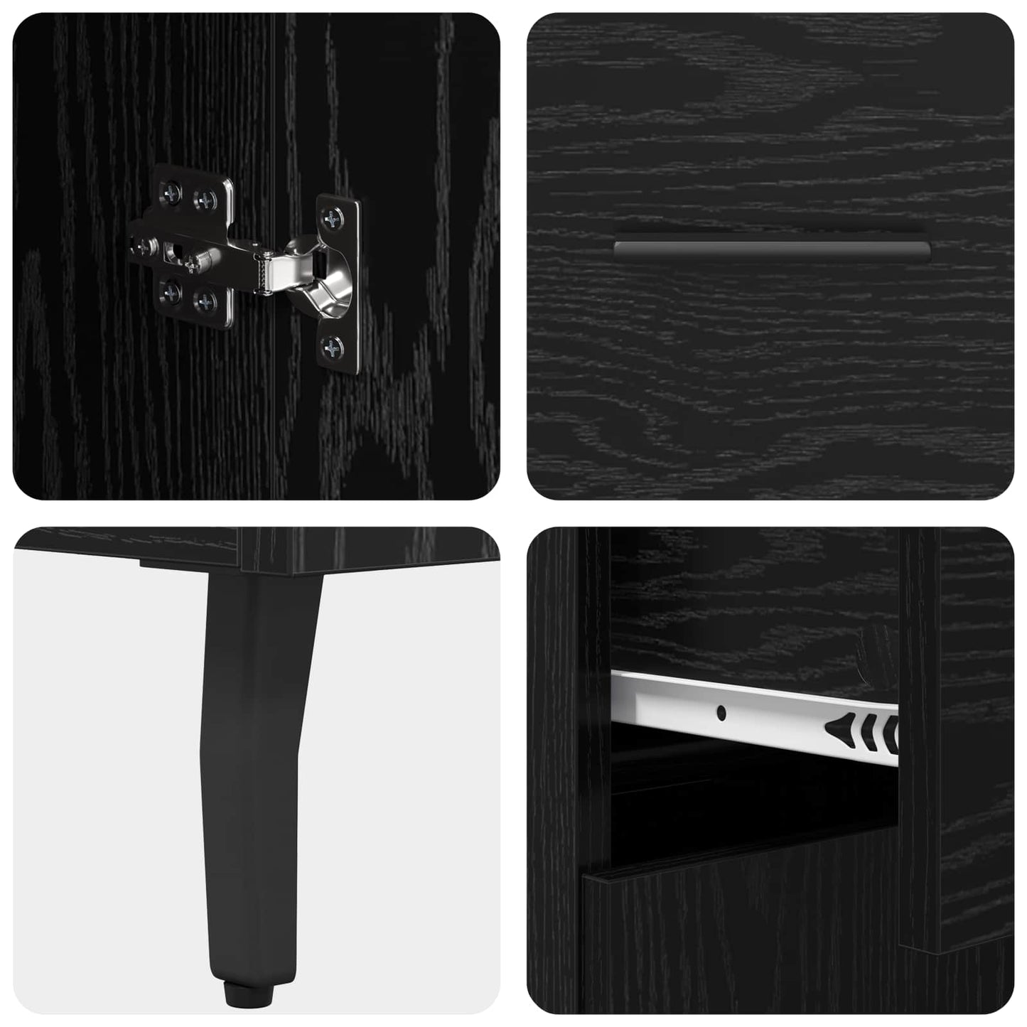 Sideboard Schwarz Eichen-Optik 69,5 x 34 x 90 cm Holzwerkstoff