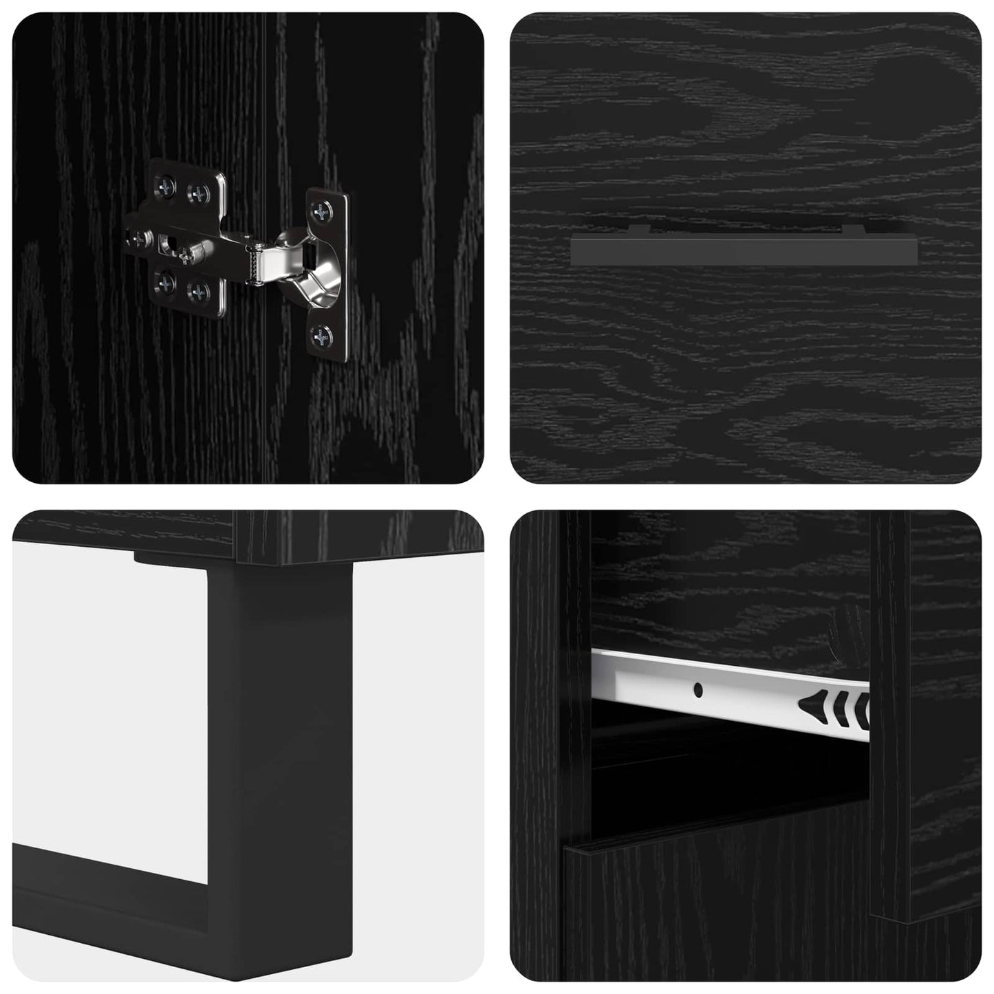 Sideboard Schwarz Eichen-Optik 69,5 x 34 x 90 cm Holzwerkstoff
