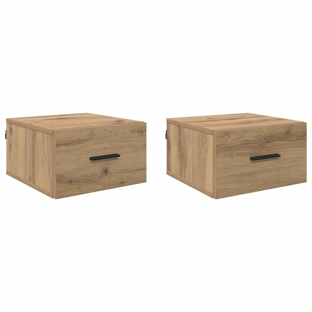 Nachttisch 2 Stk. Artisan-Eiche 35 x 35 x 20 cm Holzwerkstoff