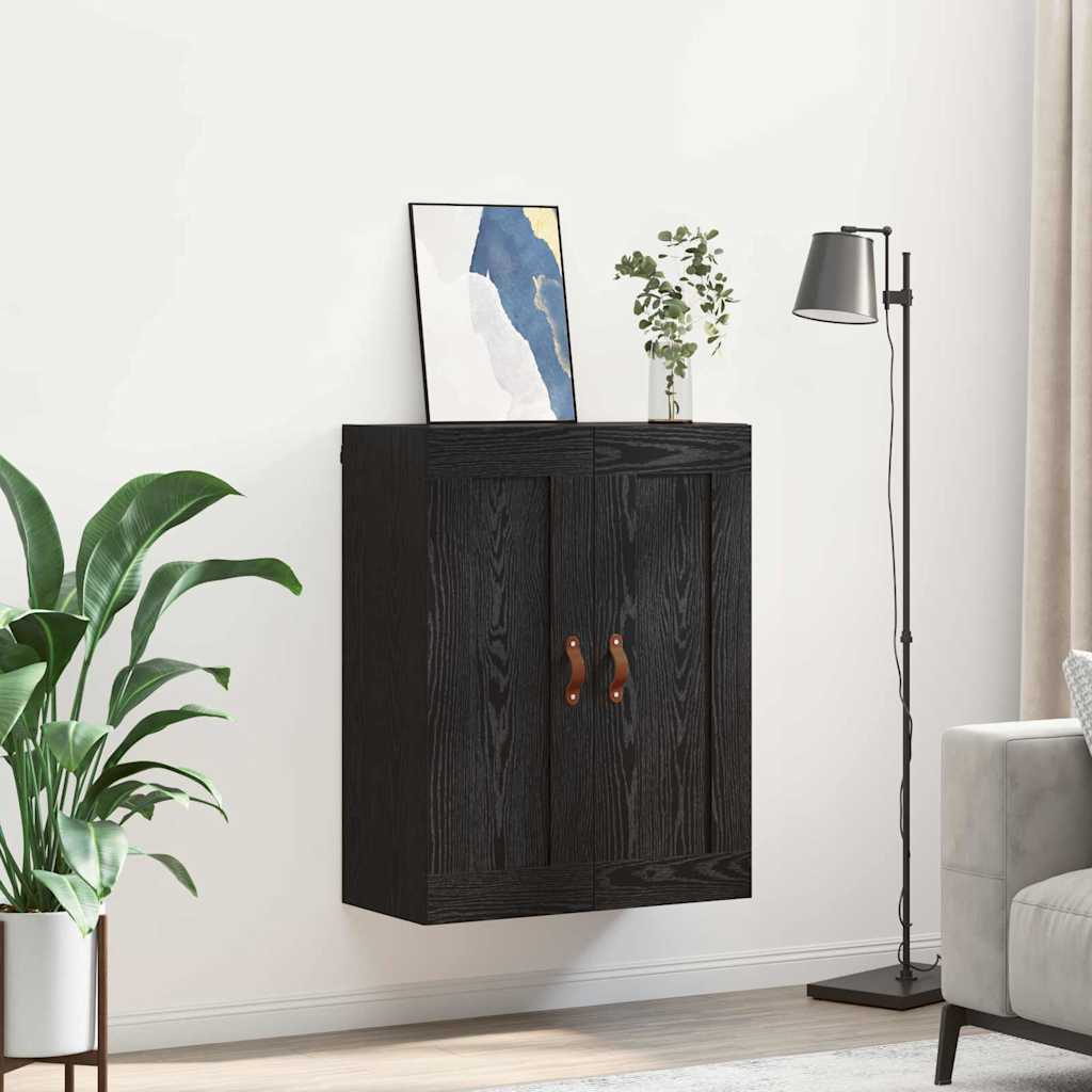 Wandschrank Schwarz Eichen-Optik 69,5 x 34 x 90 cm