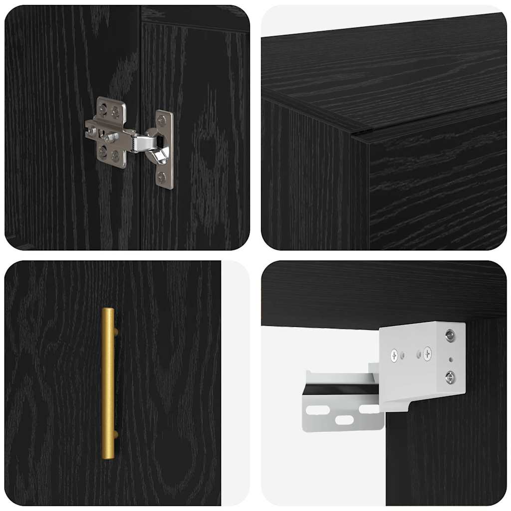 Wandschrank Schwarz Eichen-Optik 69,5 x 34 x 90 cm