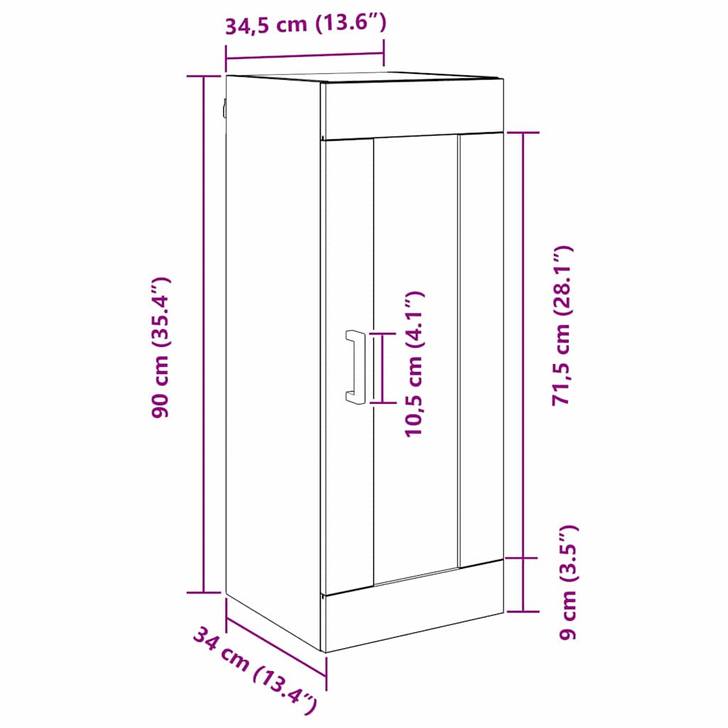 Wandschrank Altholz 34,5 x 34 x 90 cm Holzwerkstoff