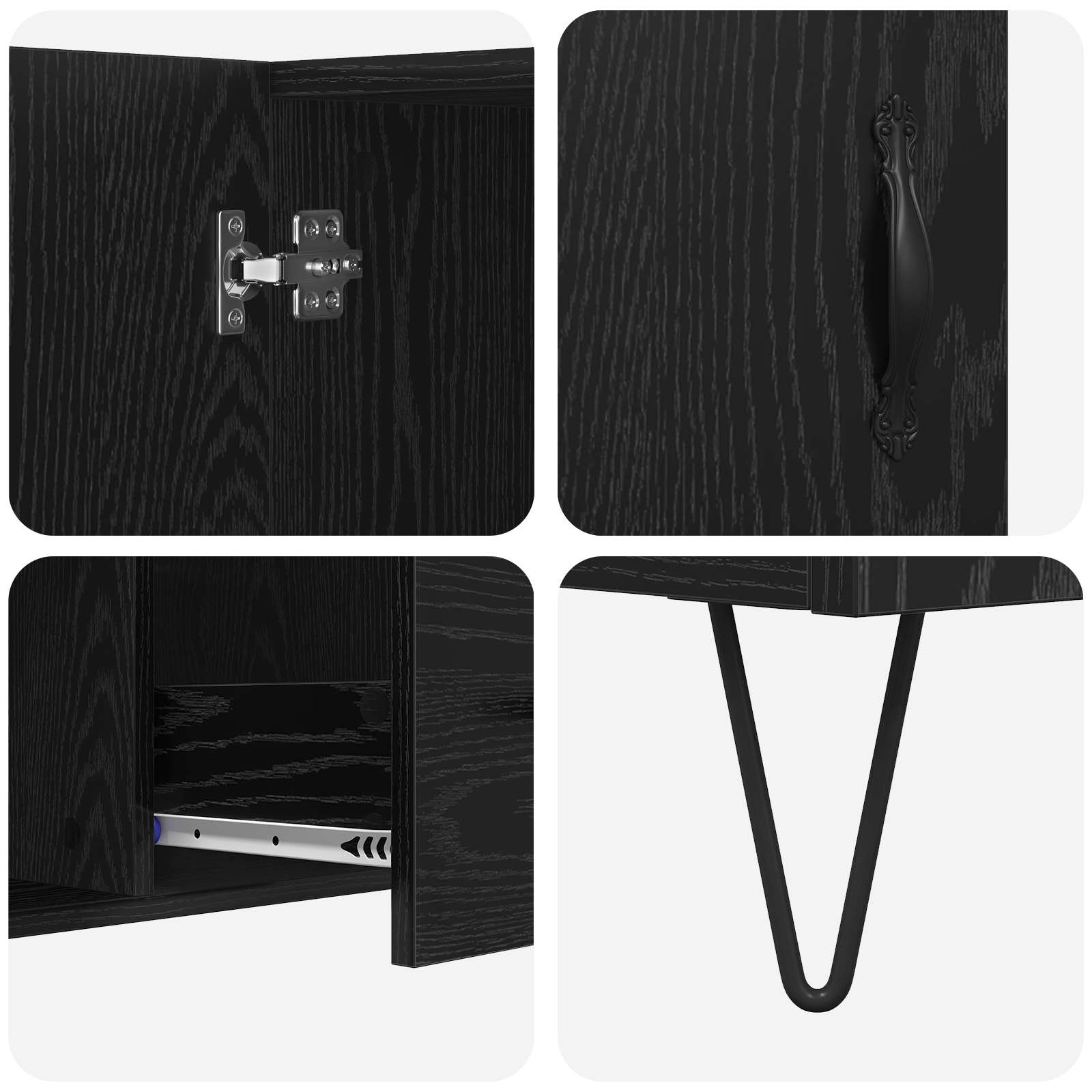 Sideboard Schwarz Eichen-Optik 100 x 36 x 60 cm Holzwerkstoff