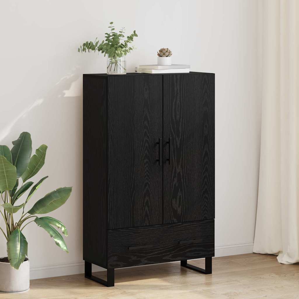 Highboard Schwarz Eichen-Optik 69,5 x 30 x 115 cm Holzwerkstoff