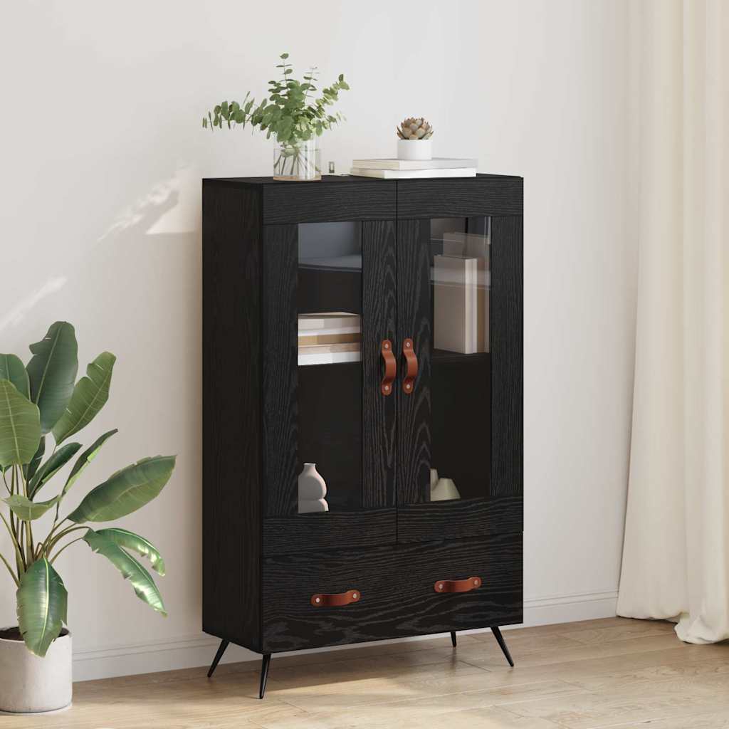 Highboard Schwarz Eichen-Optik 69,5 x 31 x 115 cm