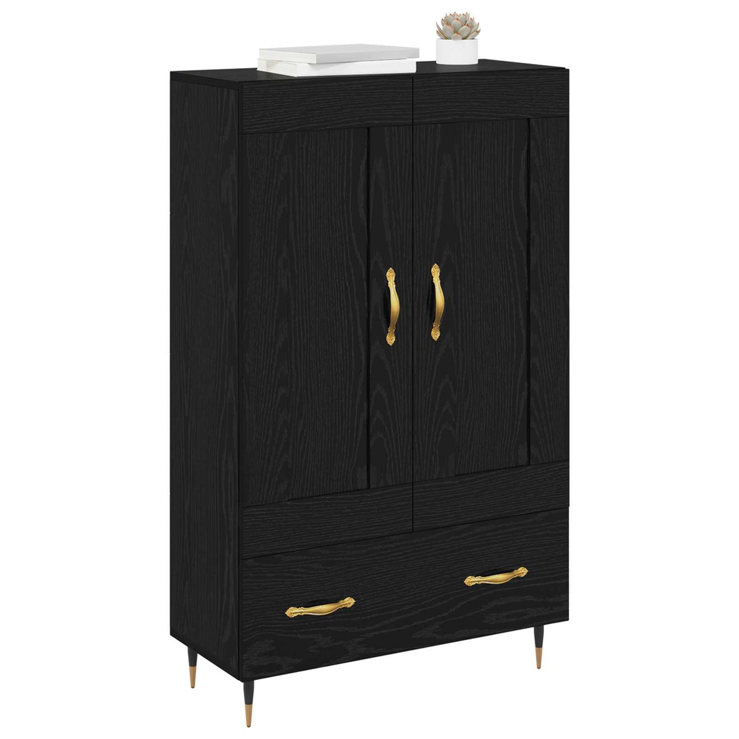 Highboard Schwarz Eichen-Optik 69,5 x 31 x 115 cm Holzwerkstoff