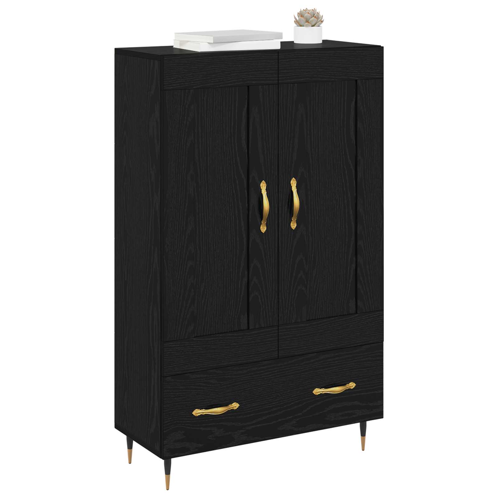 Highboard Schwarz Eichen-Optik 69,5 x 31 x 115 cm Holzwerkstoff