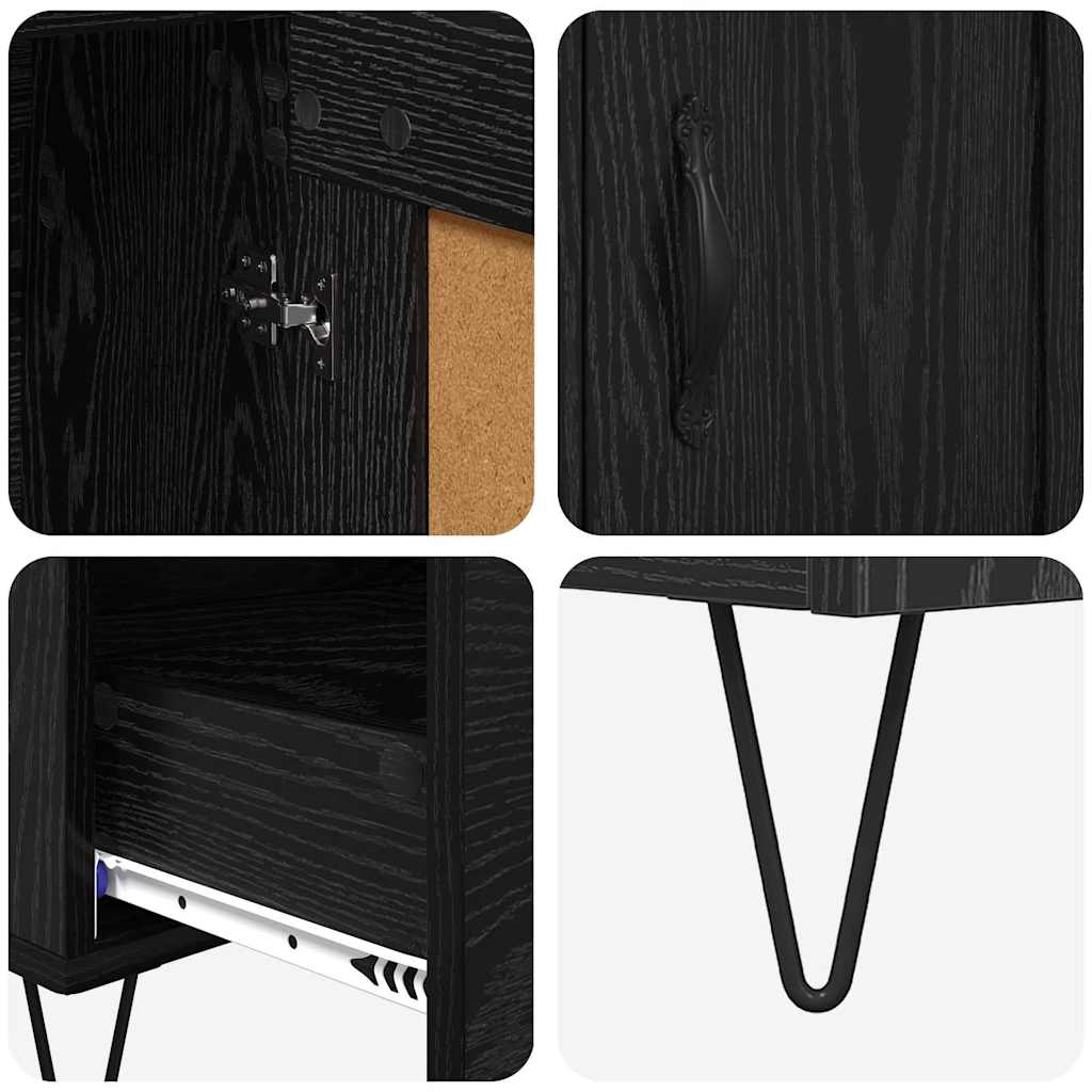 Highboard Schwarz Eichen-Optik 69,5 x 31 x 115 cm Holzwerkstoff