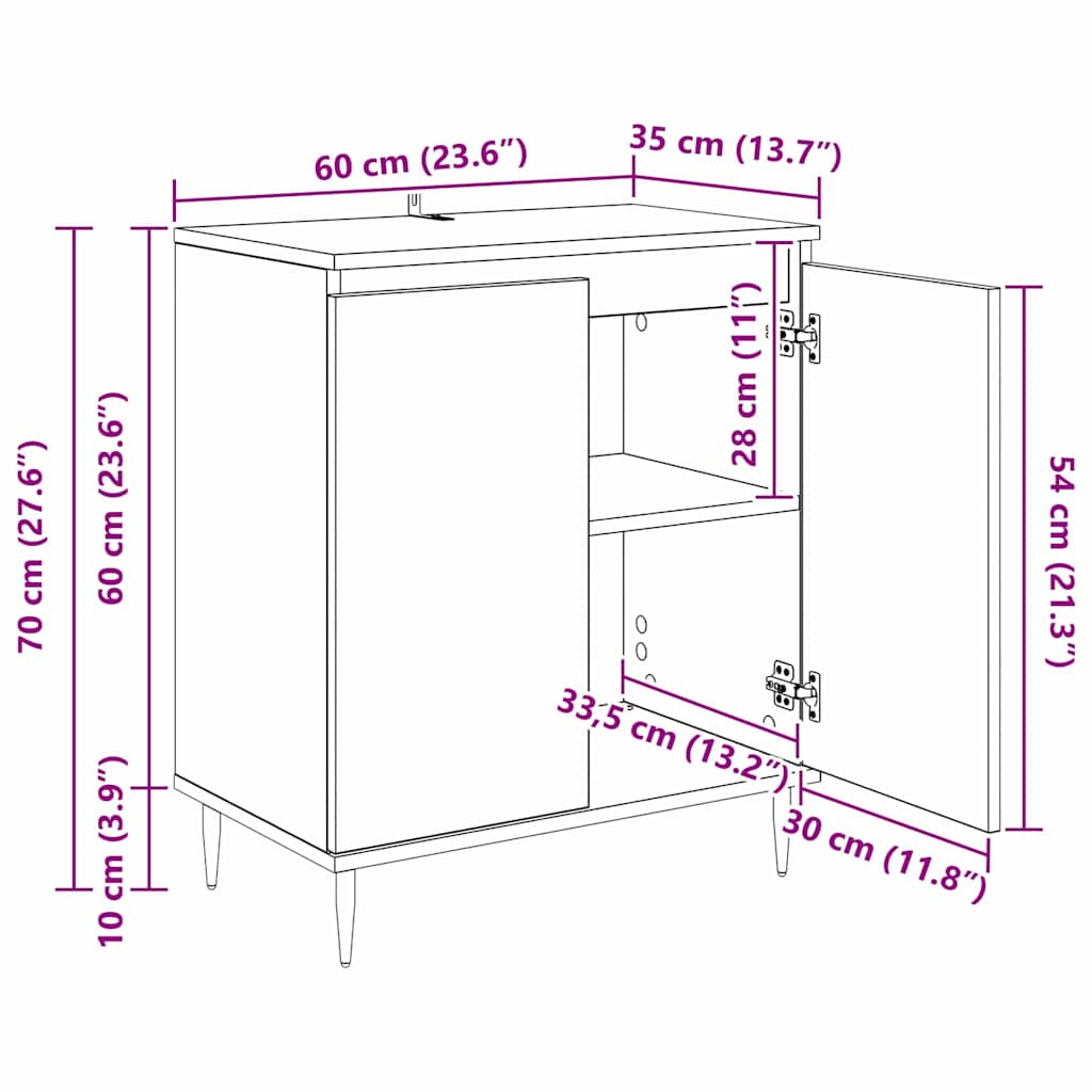 Sideboard Artisan-Eiche 60 x 35 x 70 cm Holzwerkstoff