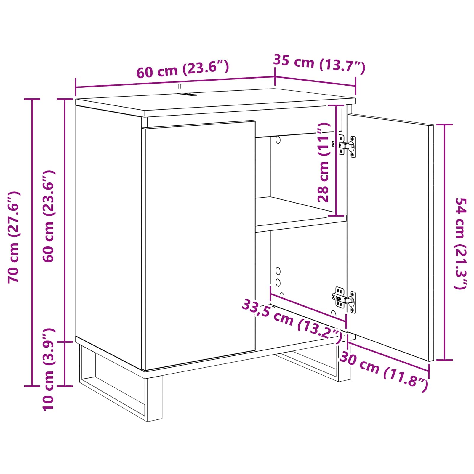 Sideboard Altholz 60 x 35 x 70 cm Holzwerkstoff
