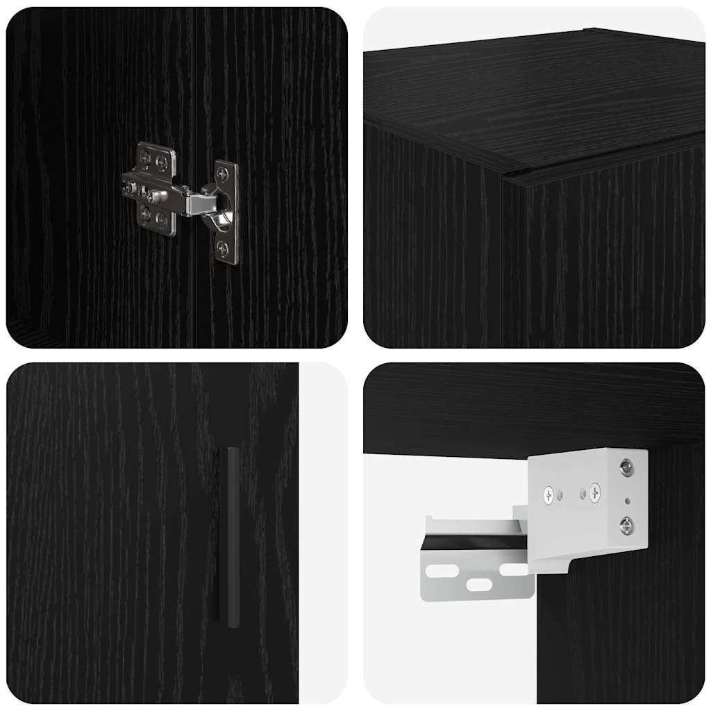 Wandschrank Schwarz Eichen-Optik 34,5 x 34 x 90 cm